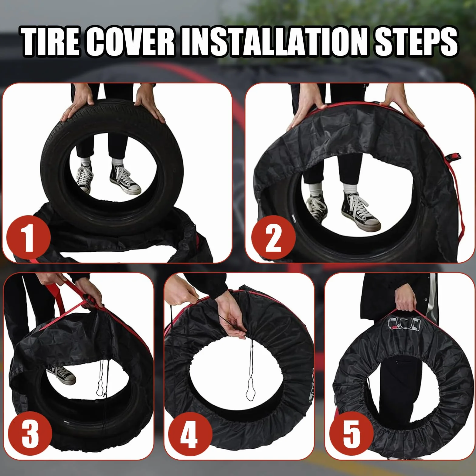 OWLMATE 4 Pezzi Porta Pneumatici 18-22 Pollici Copriruota di Scorta, Copri Gomme Auto da Garage per Ruota Protezione (Diametro 80 cm/31 in)
