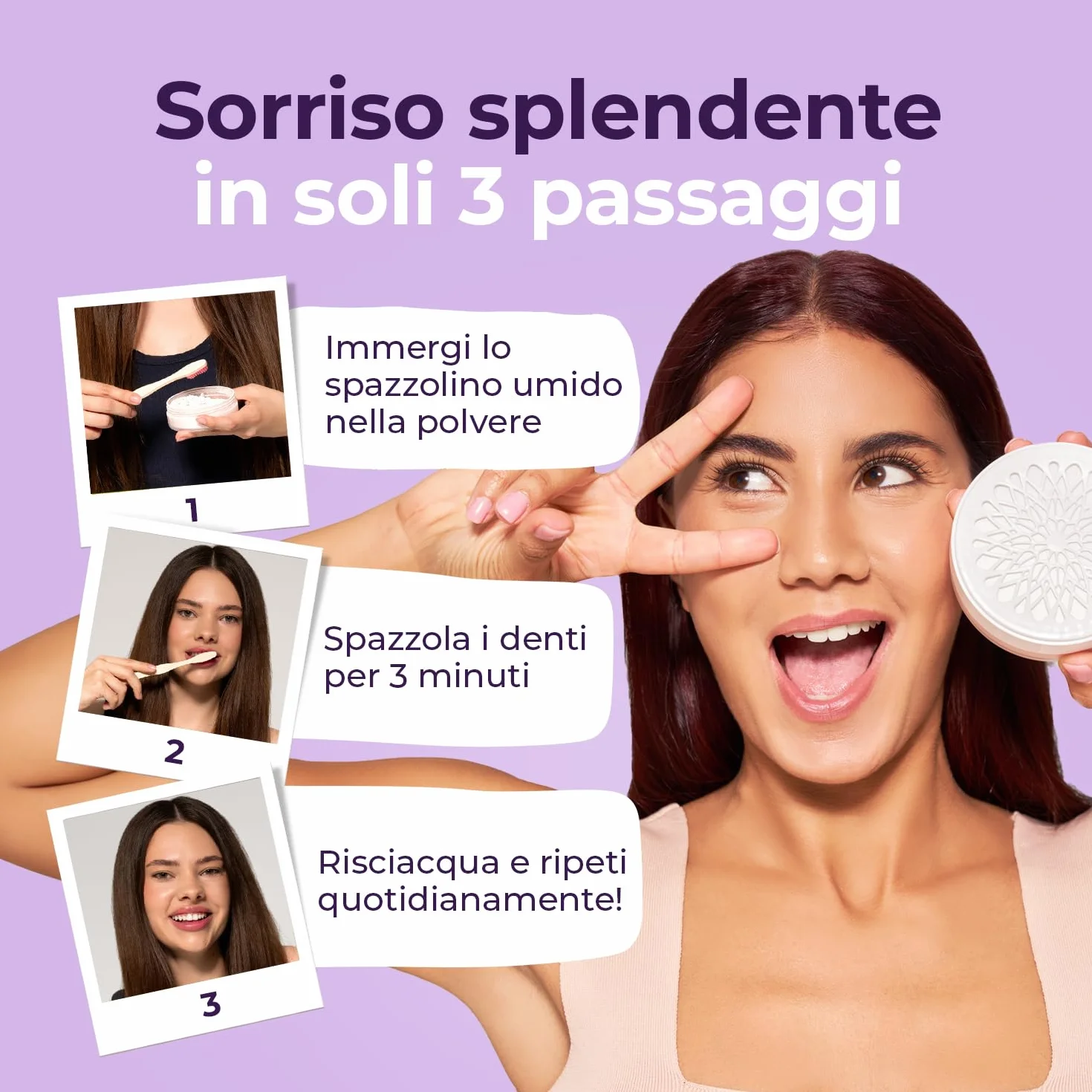 Onlysmile Polvere sbiancante per denti professionale – sicuro, indolore, effetto pulente