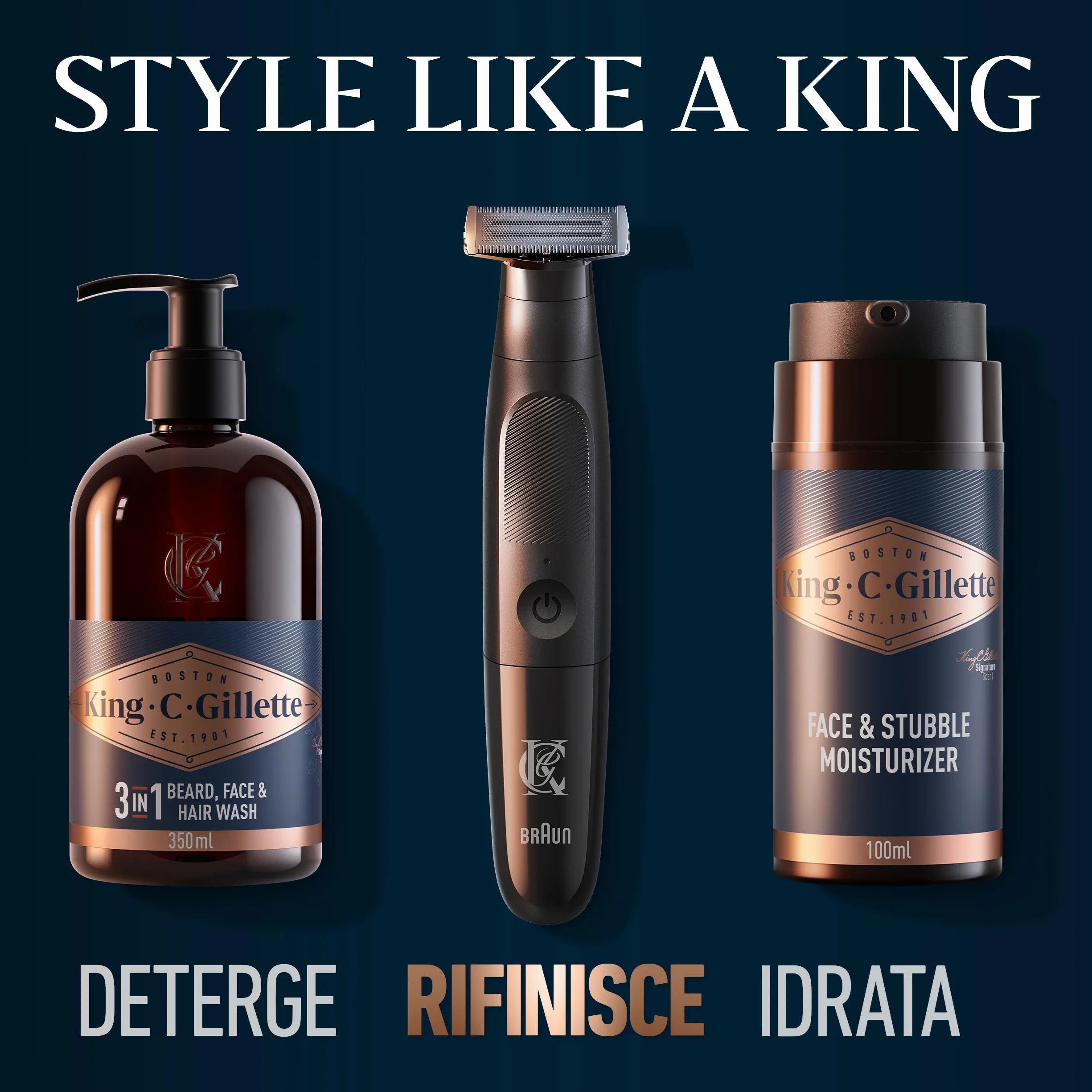 King C. Gillette Lama Barba di Ricambio per Regolabarba Uomo Style Master, Lama in Metallo a 4 Direzioni