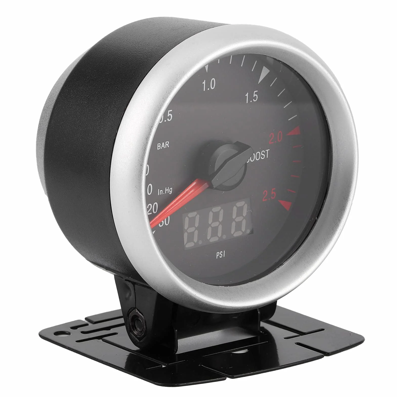 aqxreight - Manometro Turbo, 60 Mm / 2,5 Pollici 12V Indicatore Turbo Boost per Auto LED Universale -30-2,5 BAR Controllo Indicatore LED