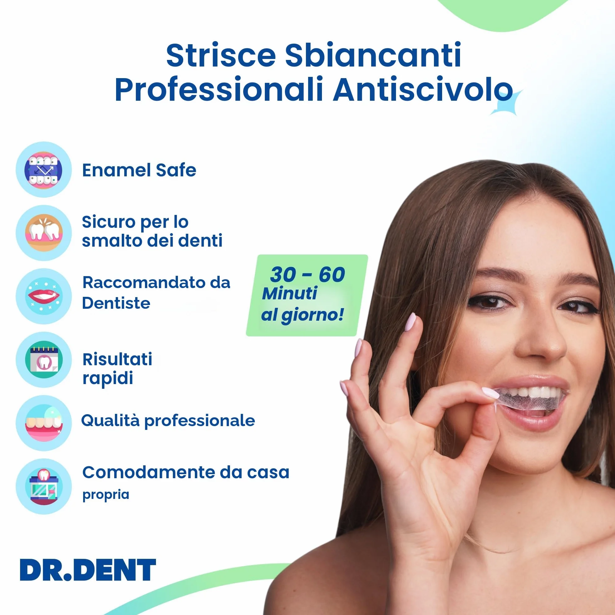 DRDENT Strisce sbiancanti per denti, 7 trattamenti, sbiancamento non sensibile