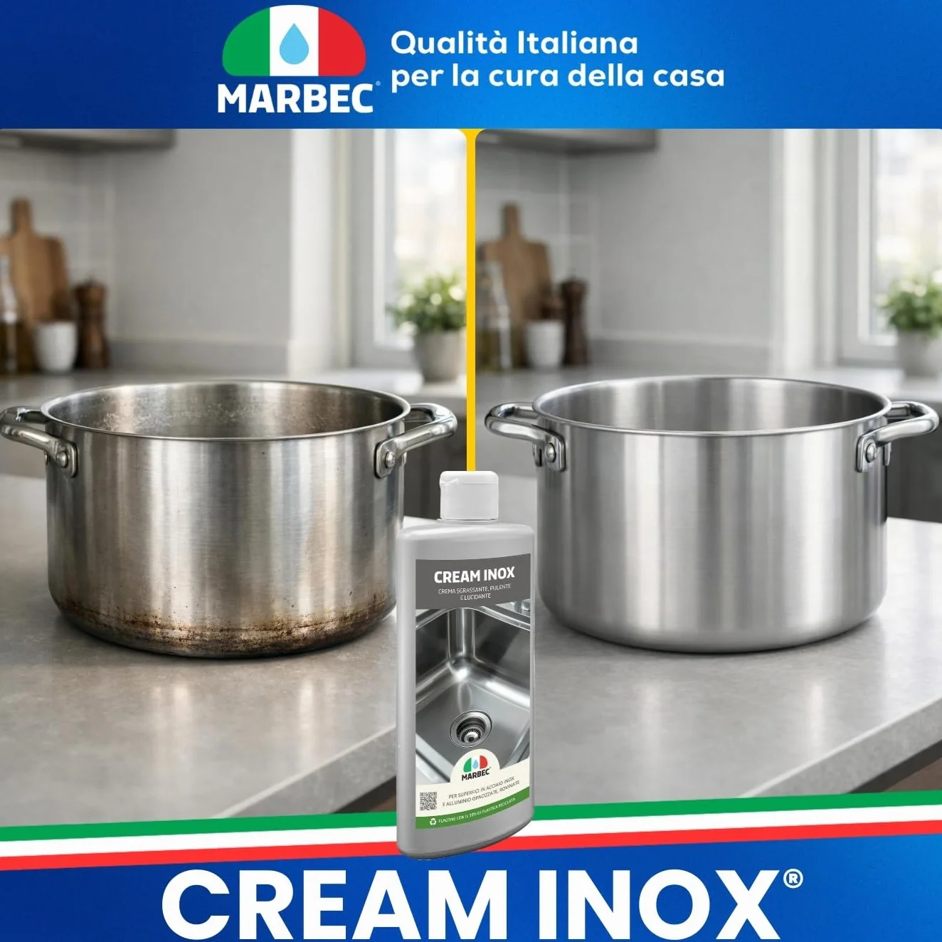 Marbec Crema Lucidante Inox 250g Pulisce Sgrassa Acciaio Alluminio