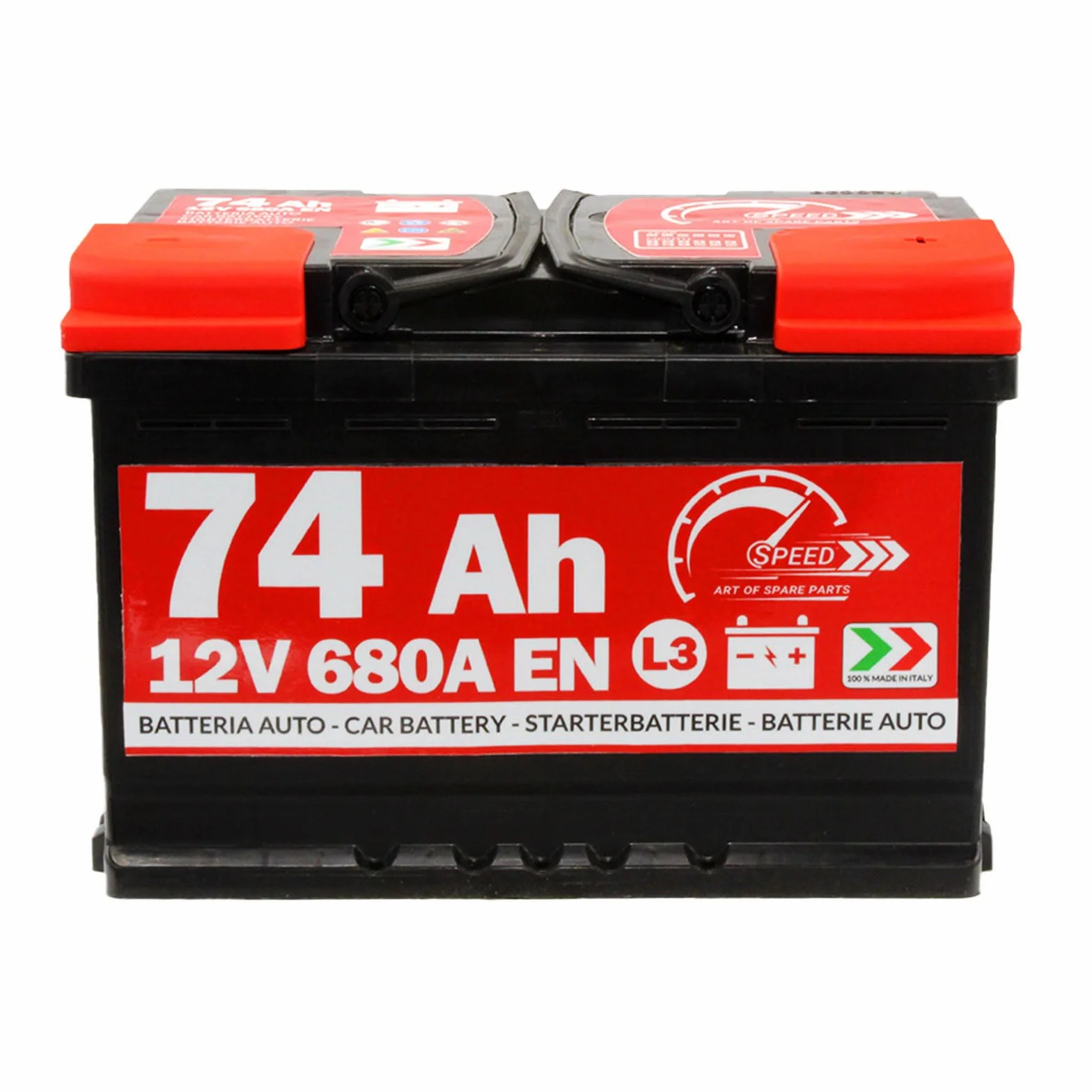 BATTERIA AUTO SPEED BY SMC 12V 74AH 680A CON POLO POSITIVO A DESTRA L374 CODICE