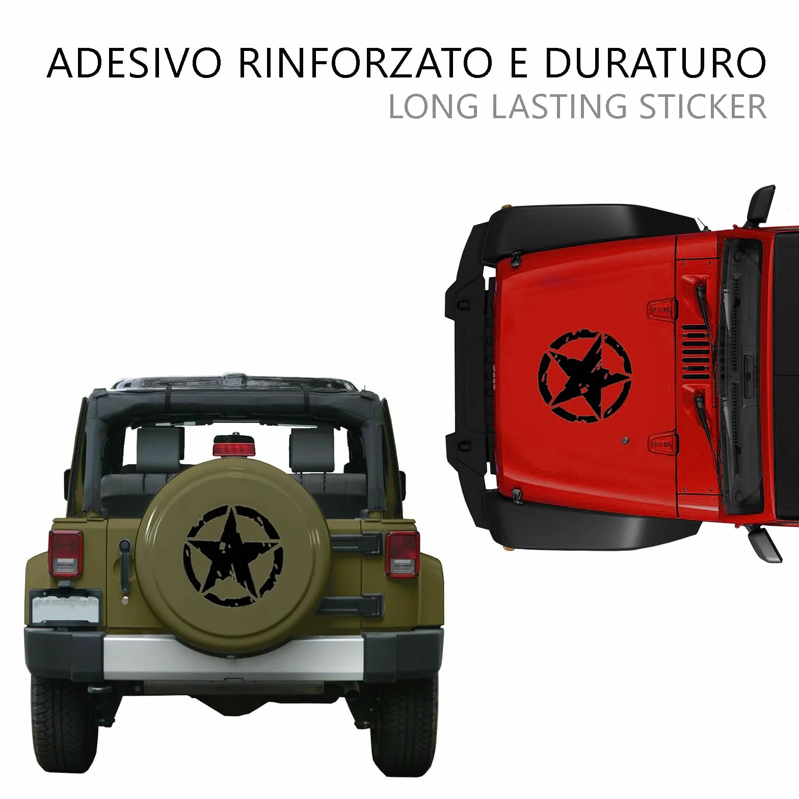 Adesivo Stella Militare Nera 4x4 Off Road Decalcomanie Auto Moto Fuoristrada 25cm 20cm 15cm 10cm