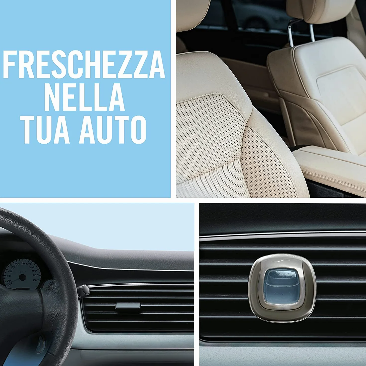 Ambi Pur Car Starter Kit Deodorante Per Ambienti Con Clip Alla Brezza Leggera 2ml 6 Pezzi