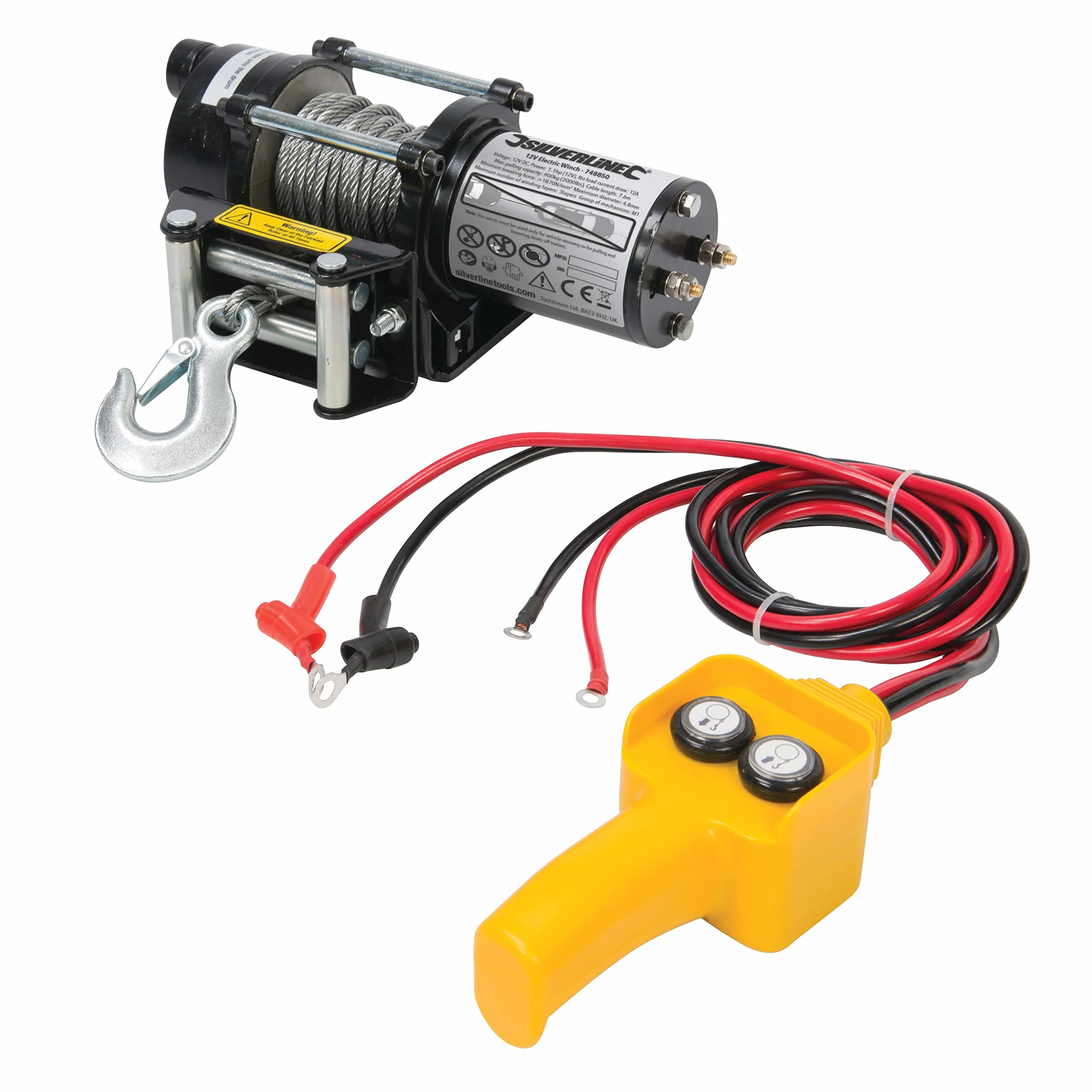 Verricello elettrico 12 V 900 kg 2000 lb Silverline
