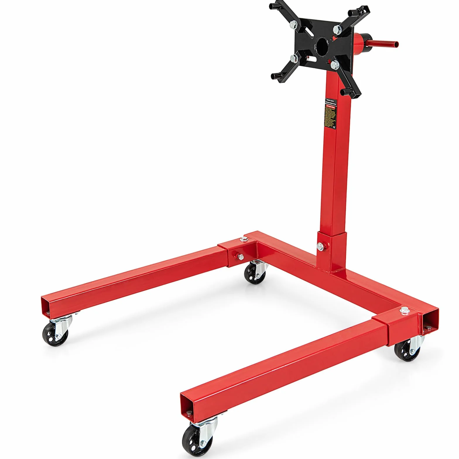 GYMAX Carrello Motore 680kg 3/8 Tonnellate Testa Girevole 360° 3 Ruote 4 Bracci Regolabili Supporto Motore Pesante