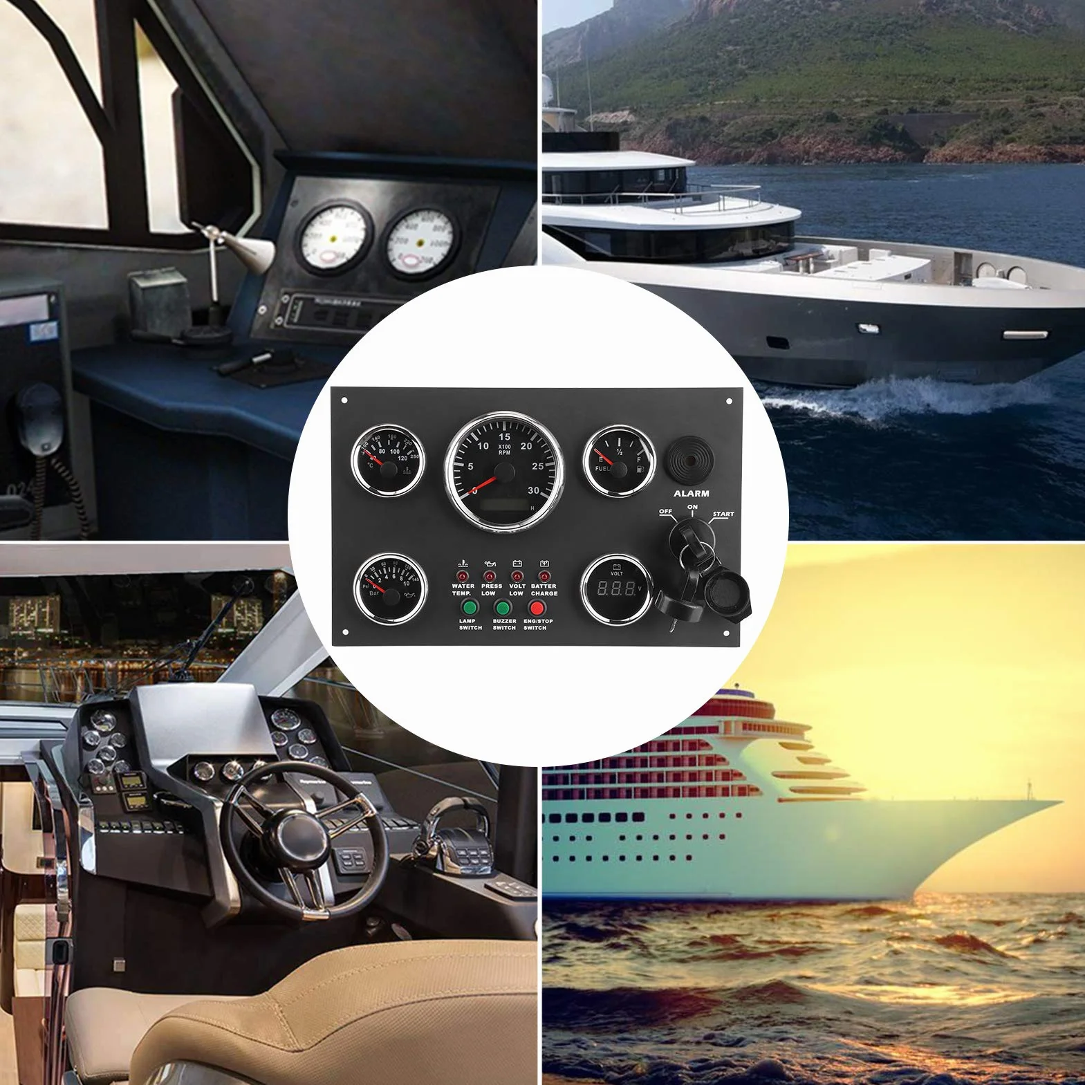 Quadro Strumenti, Quadro Strumenti Digitale Set 12V/24V per Barche da Pesca Rvs Yachts Veicoli modificati per Camion Auto Marine