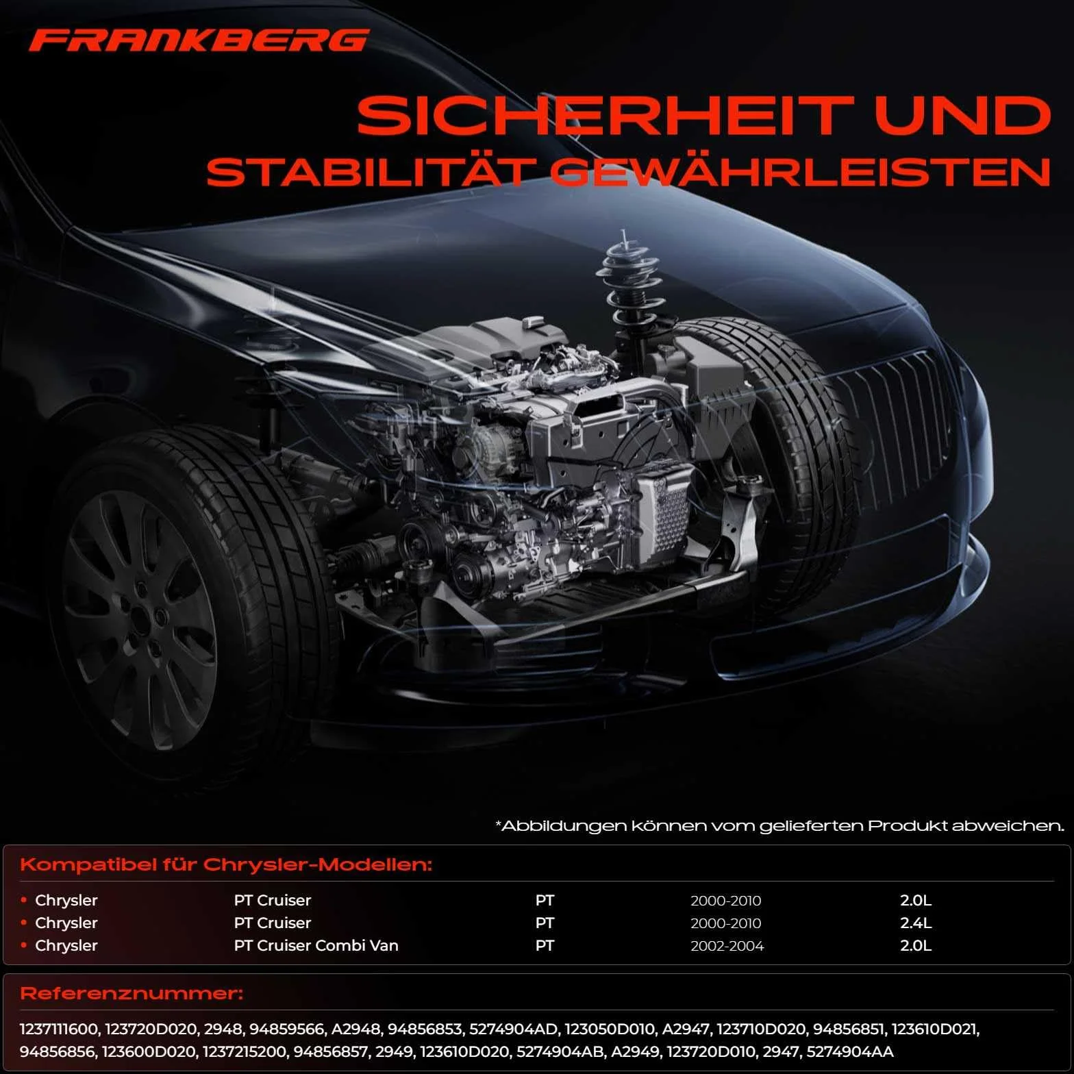Frankberg 2x Supporti Motore 1x Supporto del cambio Compatibile con PT Cruiser 2.0 2.4 Combi Van