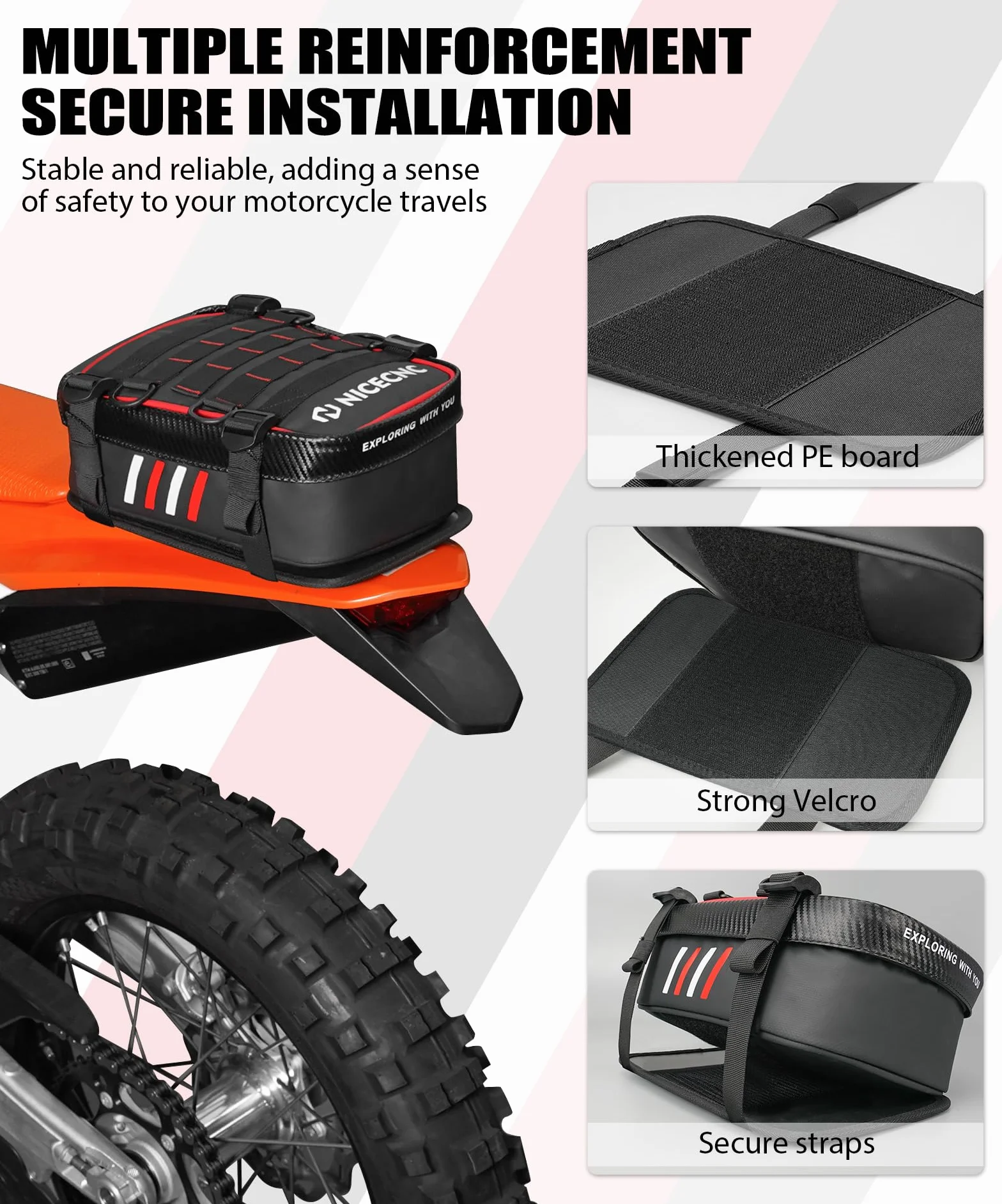 NICECNC Borsa Fender posteriore impermeabile per Dirt Bike Motocross Tool Organizzatore universale