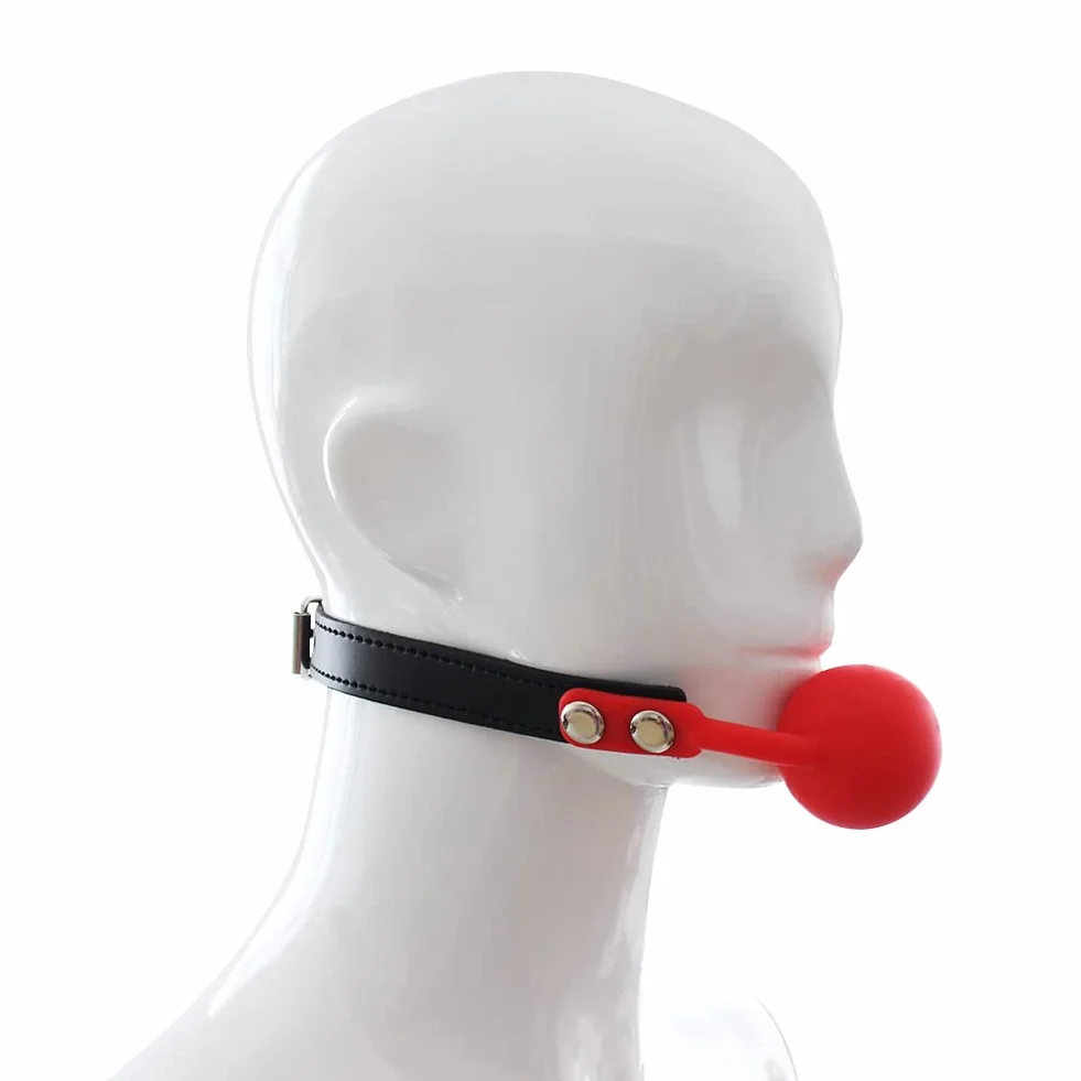 SXOVO Silicone Ball Gag con Serratura e Chiave, Palla Bavaglio per BDSM Sex Toy Rosso