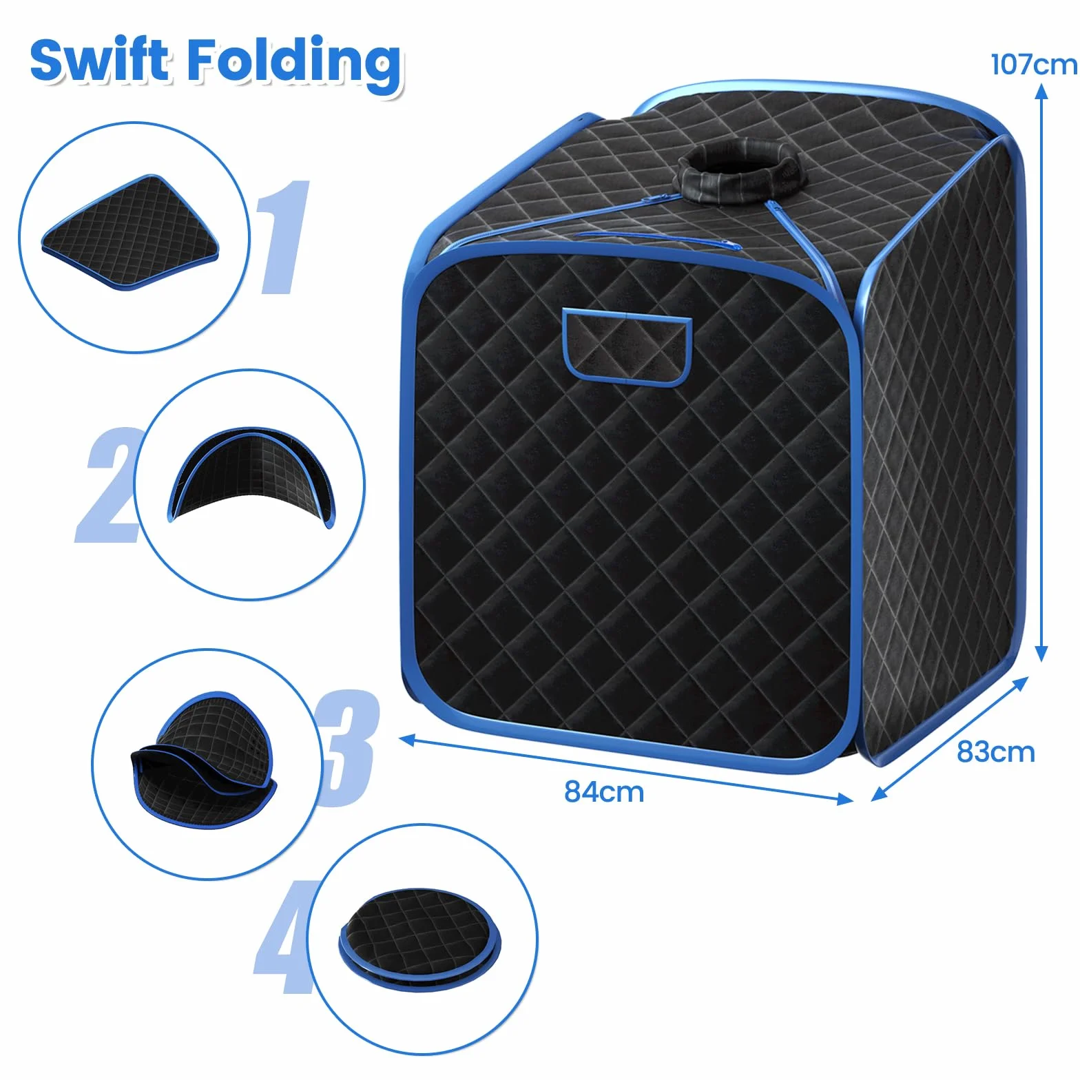 HOMASIS Mini Sauna a Vapore Portatile, Sauna Domestica con Generatore 2L, Telecomando, 9 Livelli Temperatura, Timer, Sedia Pieghevole, Massaggiatore Piedi (Nero)