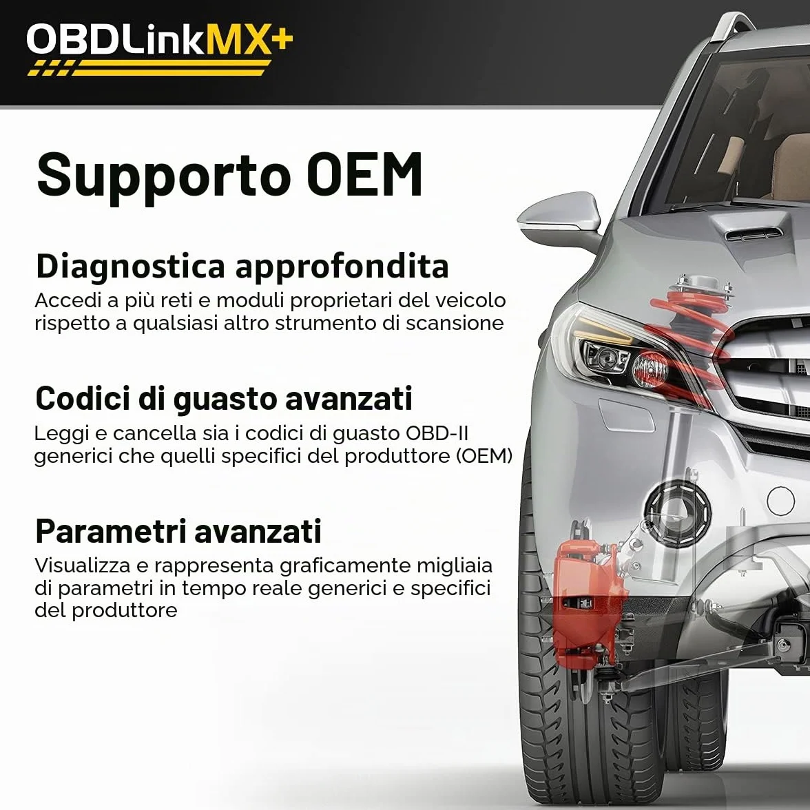 OBDLink MX+ OBD2 Bluetooth Scanner kompatybilny z iPhone Android Windows