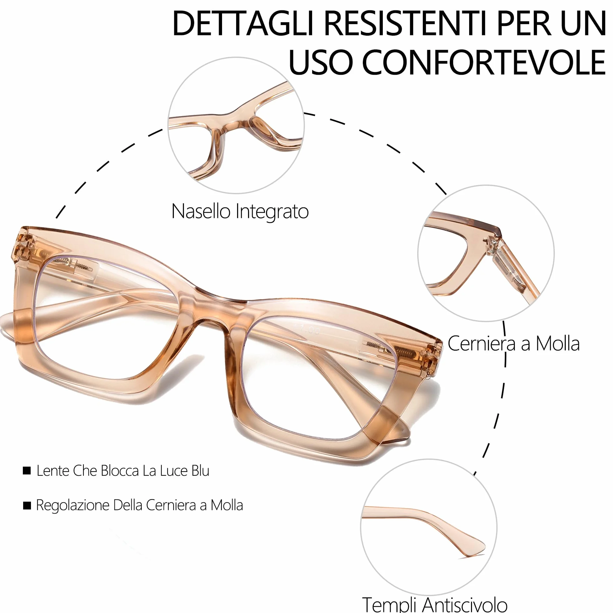Occhiali da lettura donna blocco luce blu cerniere molla