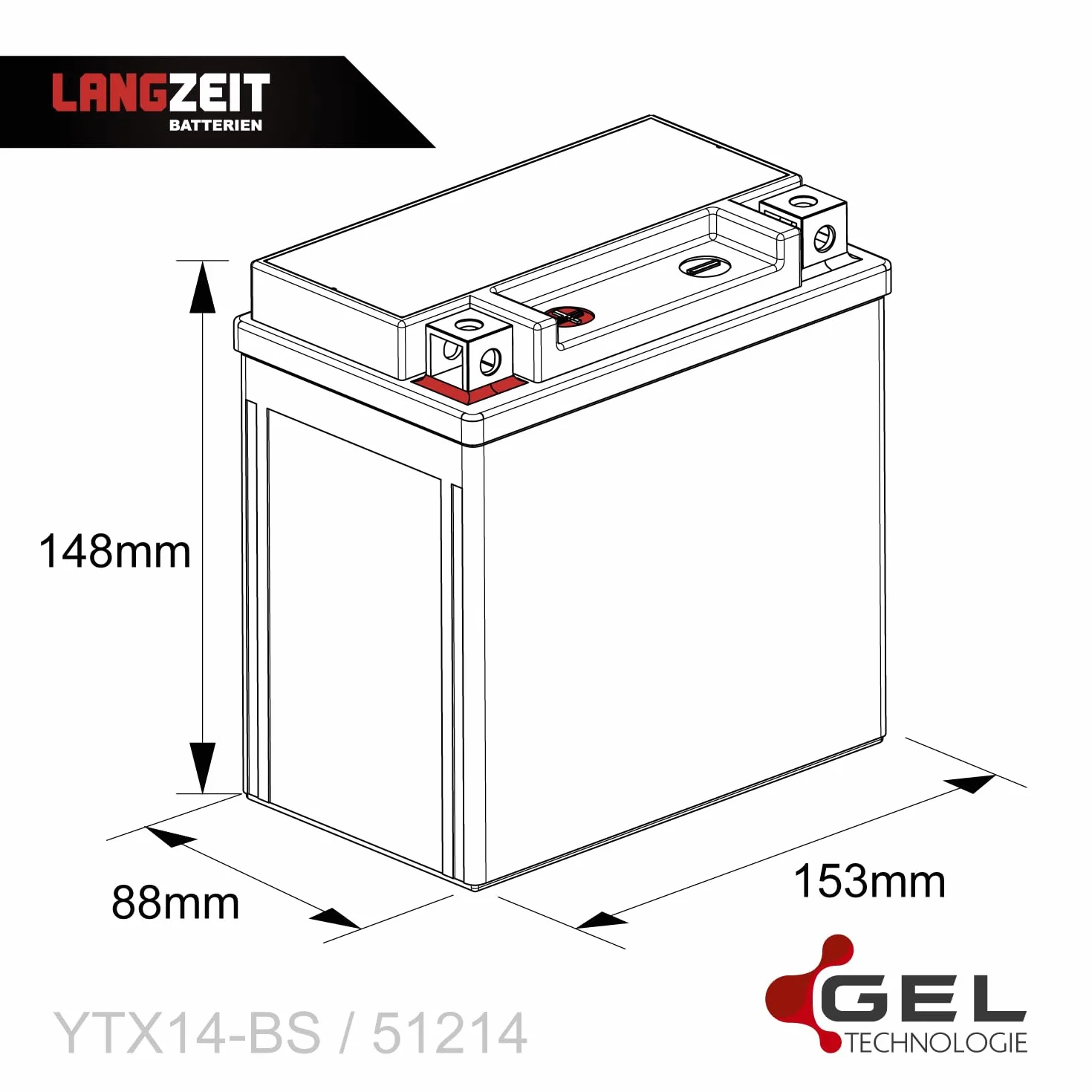 Bateria Moto LANGZEIT YTX14-BS 12V 14Ah Bezobsługowa