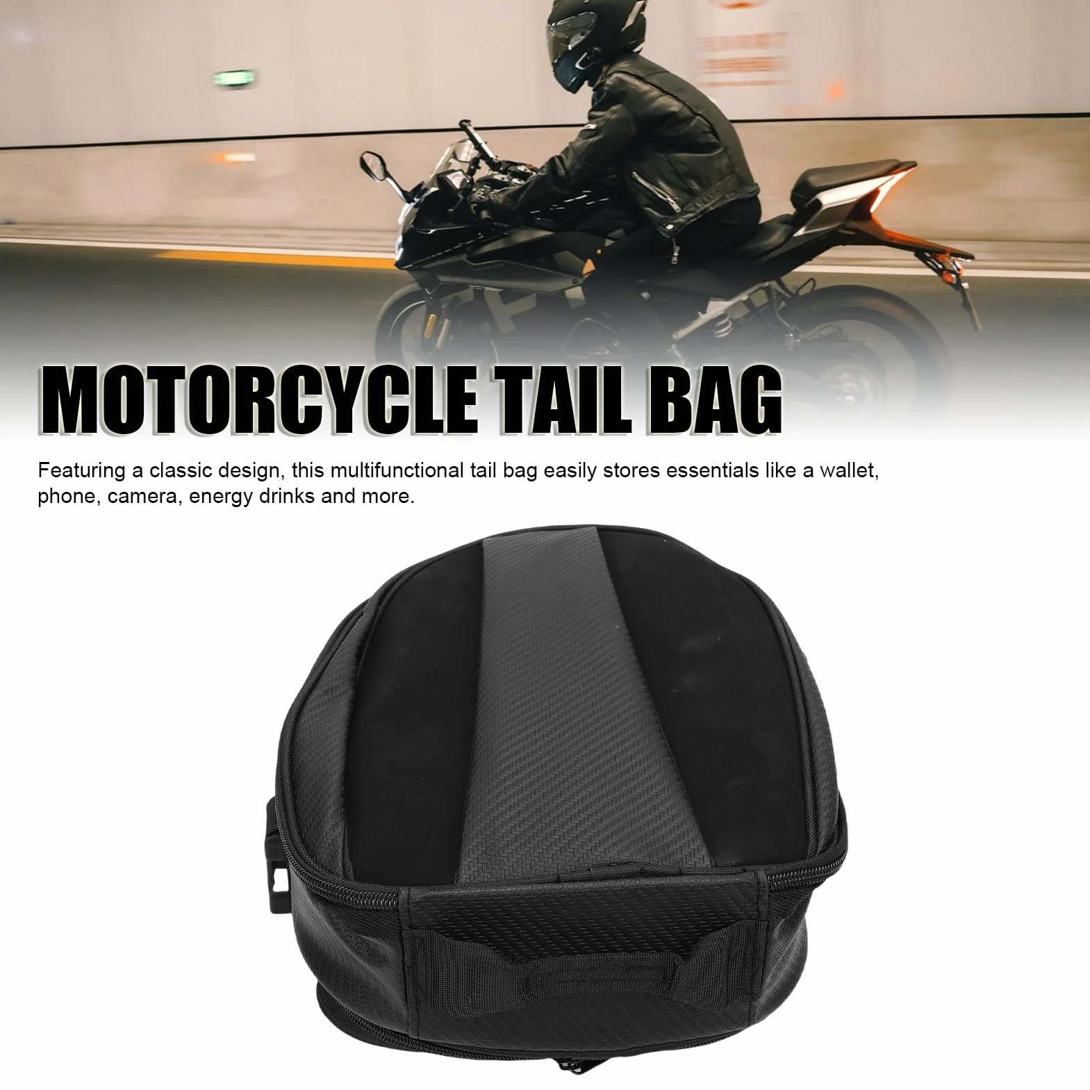 Borsa da Sella per Moto Espandibile, Borsa da Viaggio Posteriore per Casco
