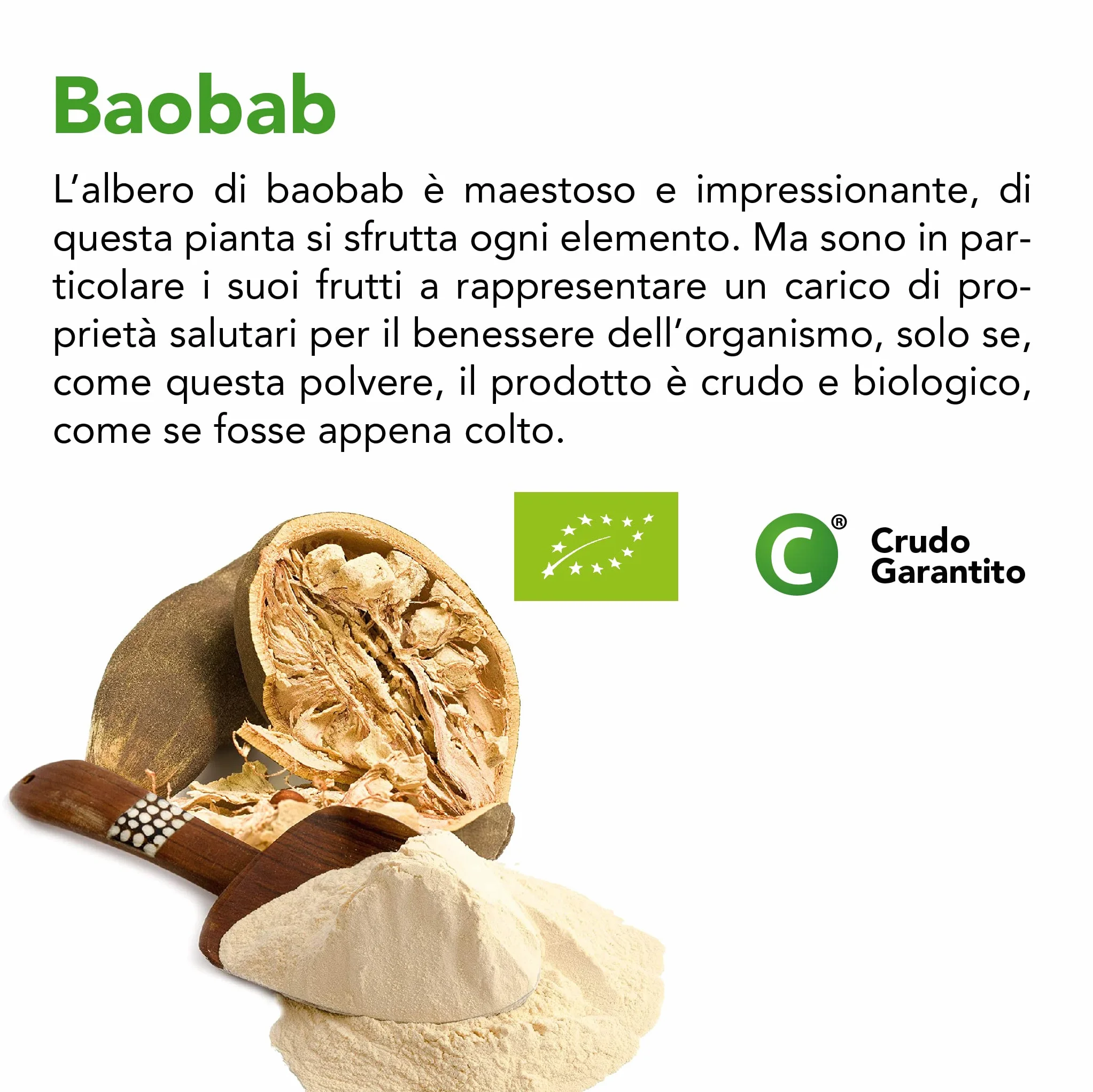 Cibocrudo Baobab In Polvere Bio Crudo, Baobab Fruit Powder Raw Organic 200 g