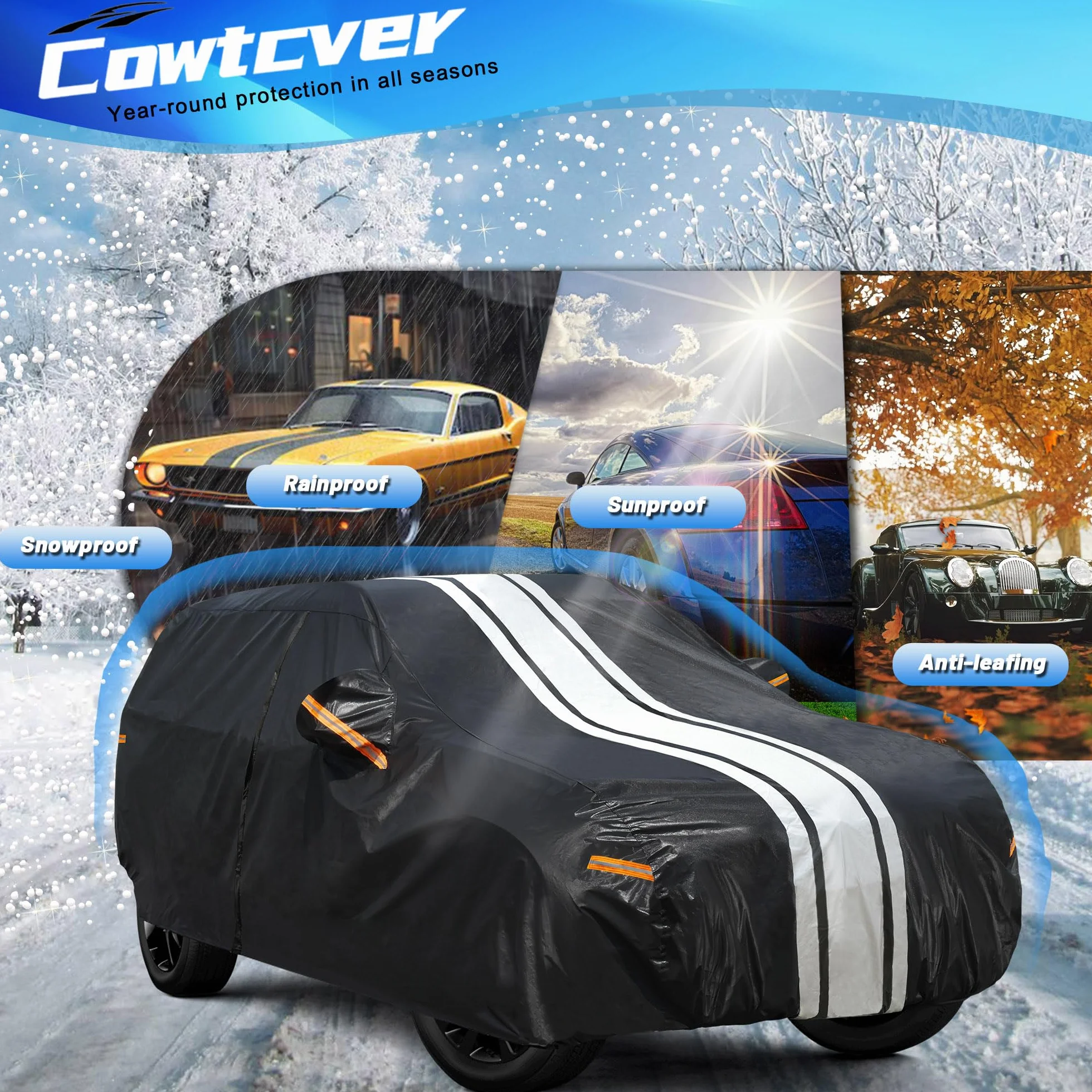 Cowtcver Telo Copriauto da Esterno Compatibile con Volkswagen T-Roc 2017-2026, Telo Copertura Impermeabile Anti-UV Anti Vento Antipolvere, Telo Copri con Cerniera e in Cotone.