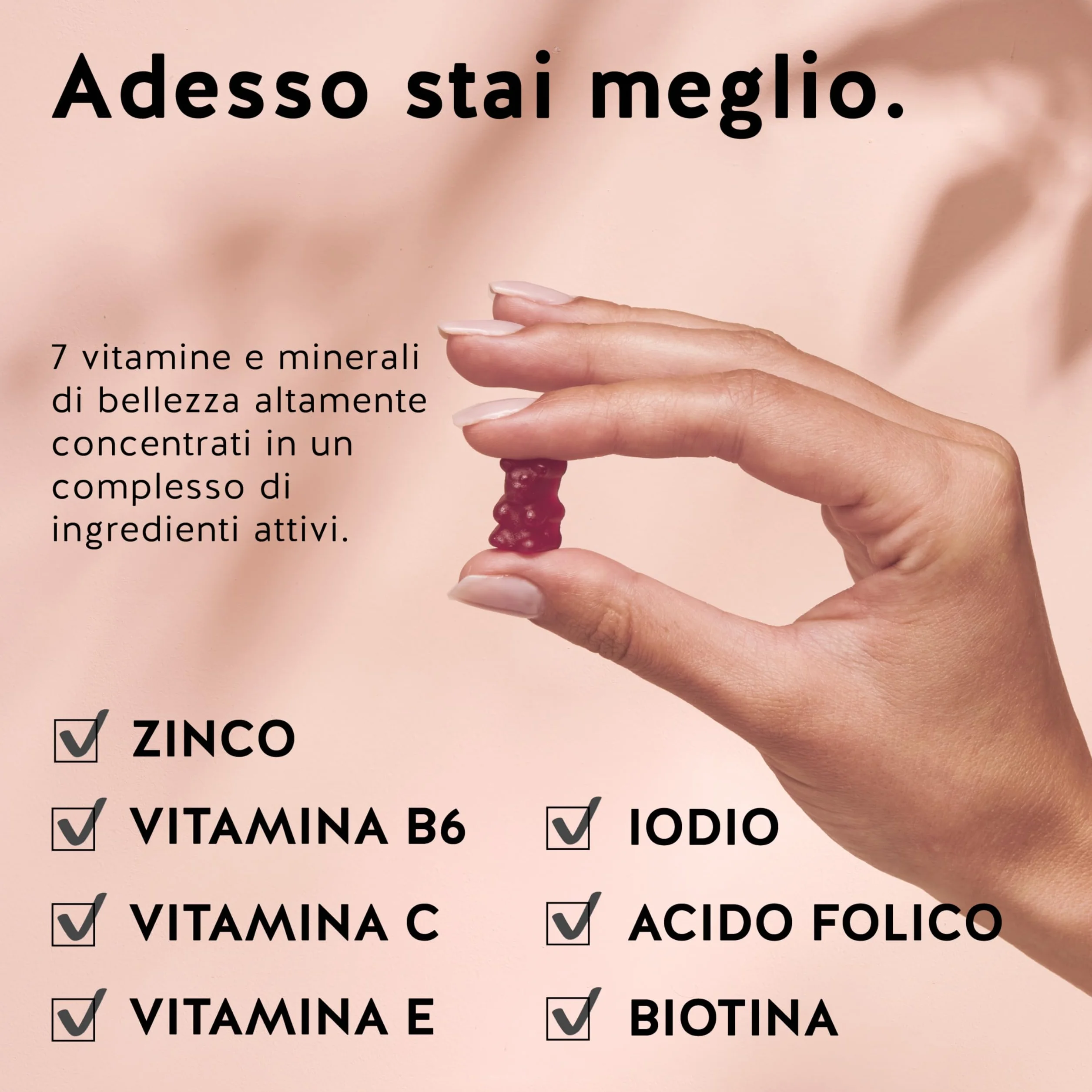 Caramelle Gommose Biotina Ah-mazing Hair – Vitamine per Capelli, Pelle e Unghie – 5000µg Biotina, Zinco, Vitamine B6, B9, C, E – 45 Pezzi, Vegane, Senza Zucchero
