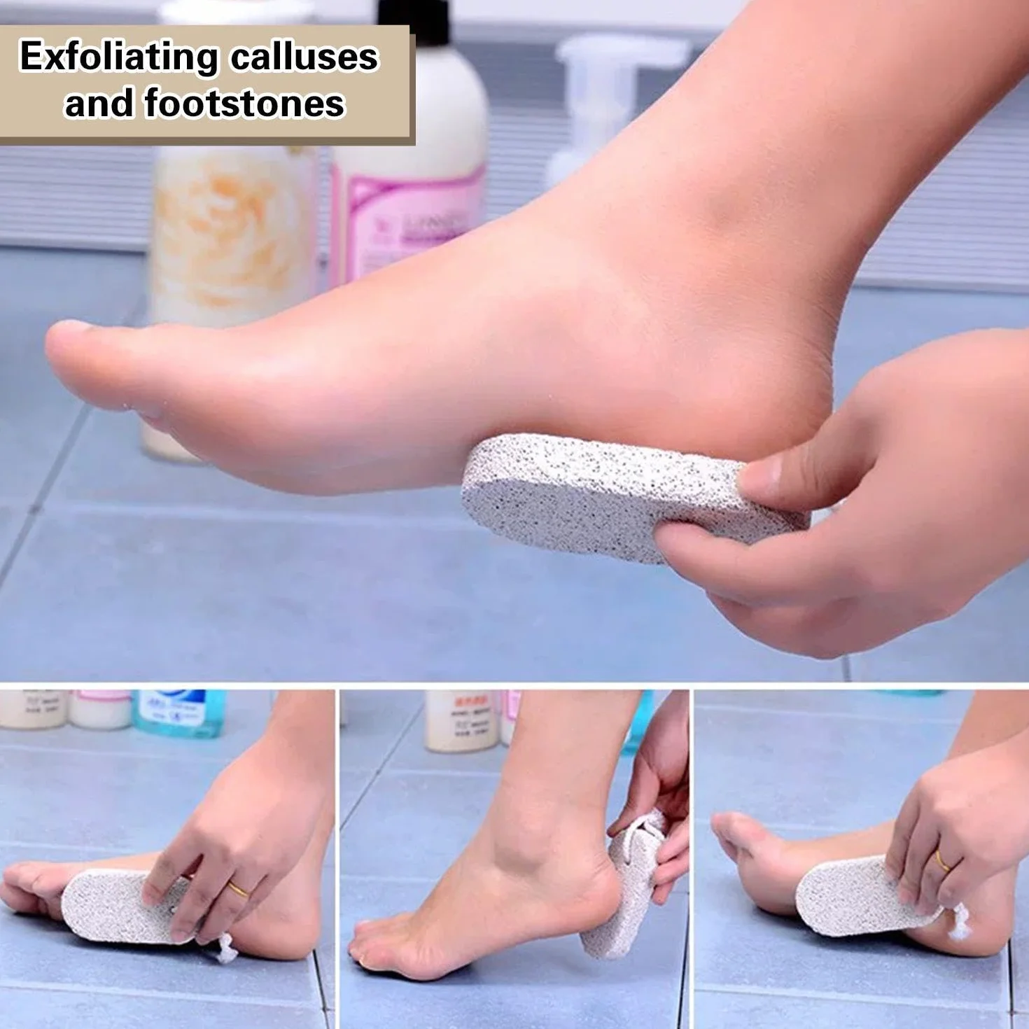 Strumenti di Pedicure, Accessori per la Cura del Piede, 4 Pezzi di Pietra Ovale e 2 Ganci
