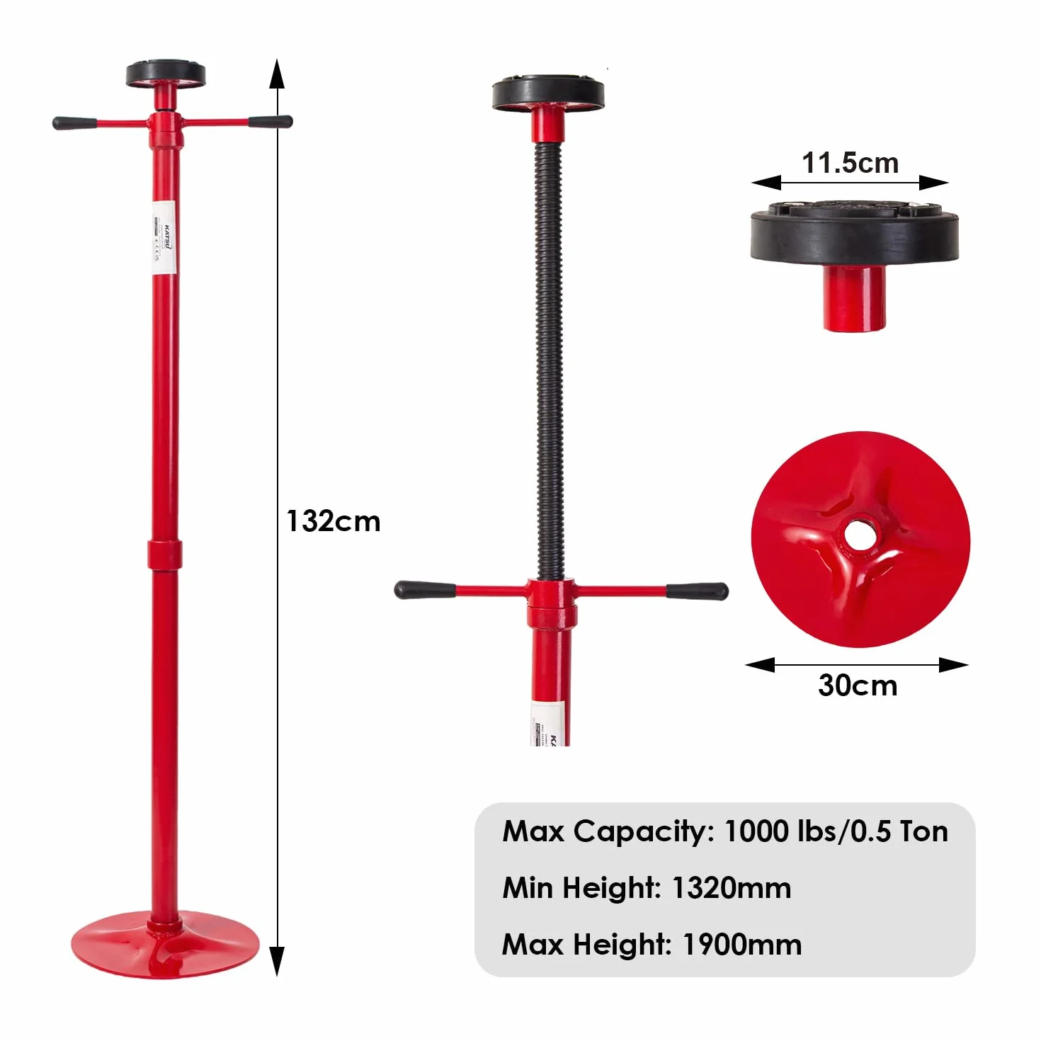 KATSU Supporto di Sollevamento 0.5 Tonnellate per Auto Fino a 1900 mm Riparazione Veicoli