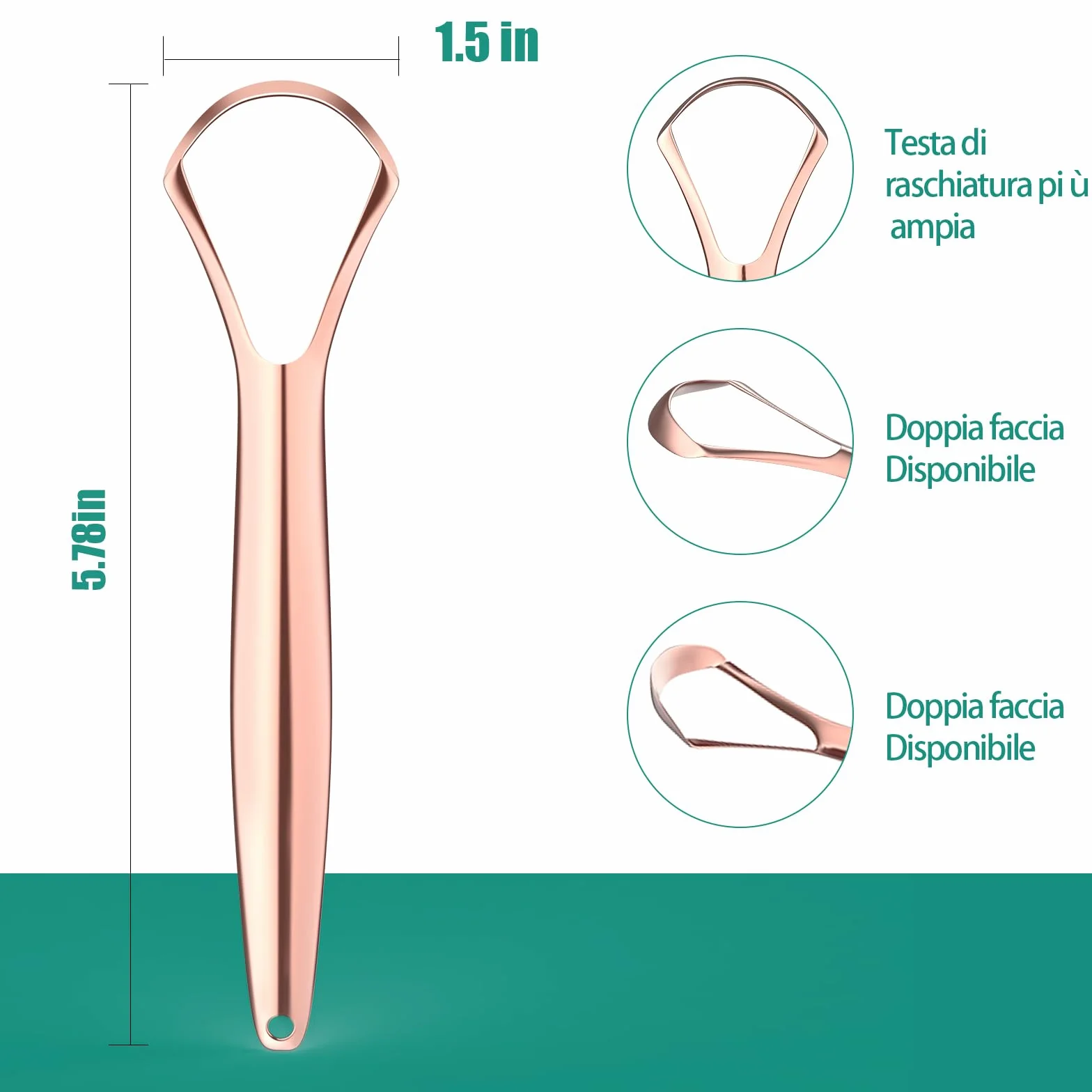 RONAVO Pulisci Lingua Acciaio Inox 2 Pezzi con Custodia