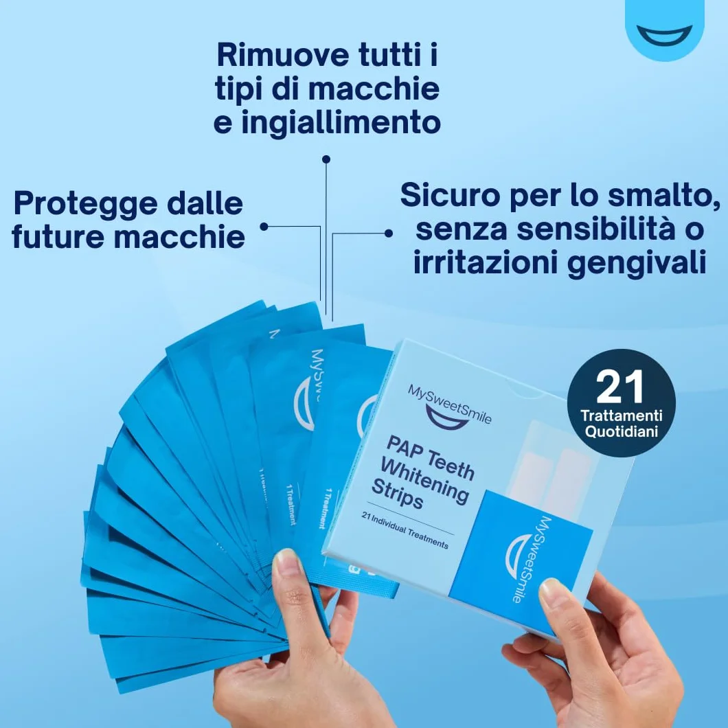 MySweetSmile Strisce sbiancanti per denti Pap - 42 senza perossido - 21 trattamenti - Gusto menta