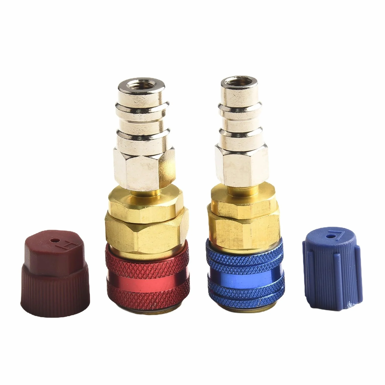 R134a A/C Accoppiatore Rapido Set Estensione Laterale Alto Basso Per Manifold Manometro 180° Connettori Rossi Auto Condizionamento