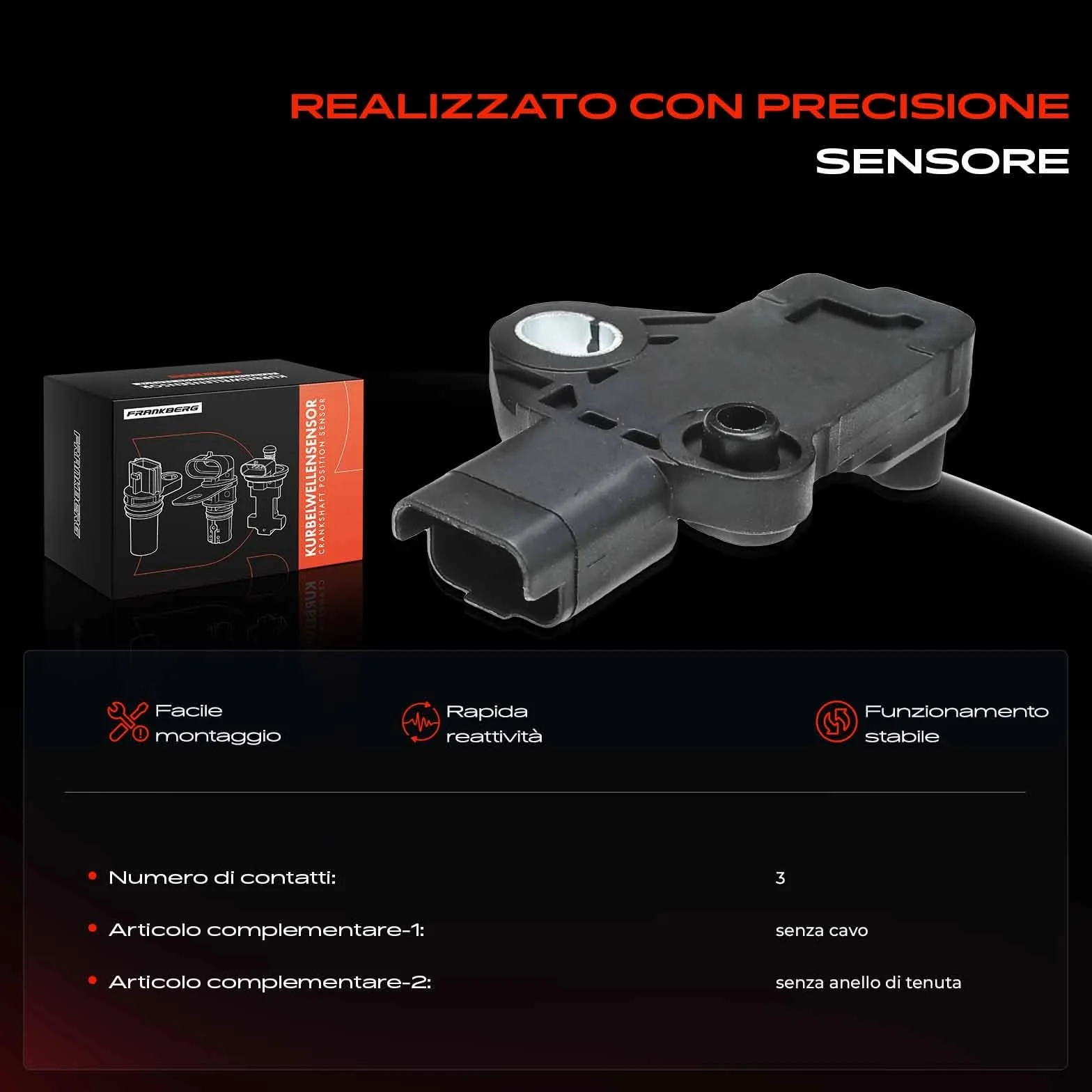 Frankberg Posizione dell'albero Motore Sensore dell'albero Motore Compatibile con Galaxy WA6 Mondeo IV Turnier BA7 K.u.g.a I S-Max WA6 C4 Grand Picasso I UA Replace# 1920GJ