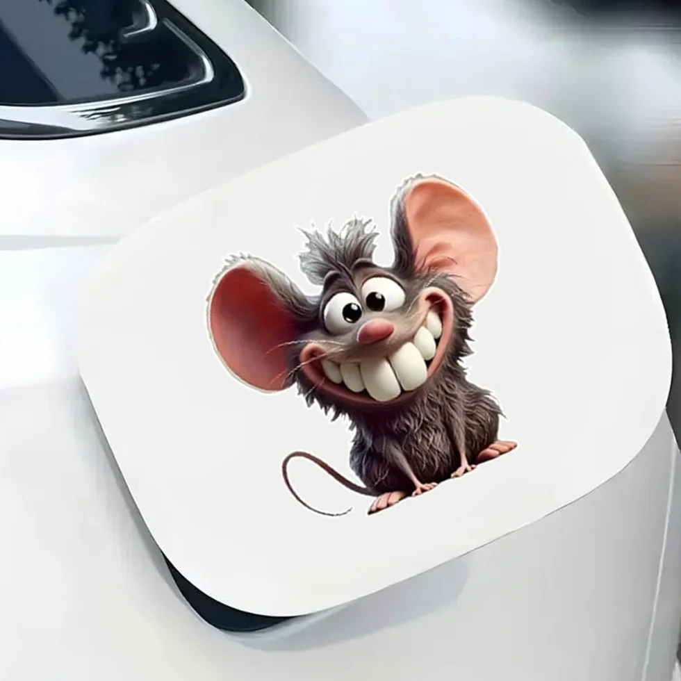 2 adesivi impermeabili per auto, 12 x 12 cm, con motivo topolino di coniglio, adatti per auto, laptop, paraurti, caschi, vetri (DZ138)