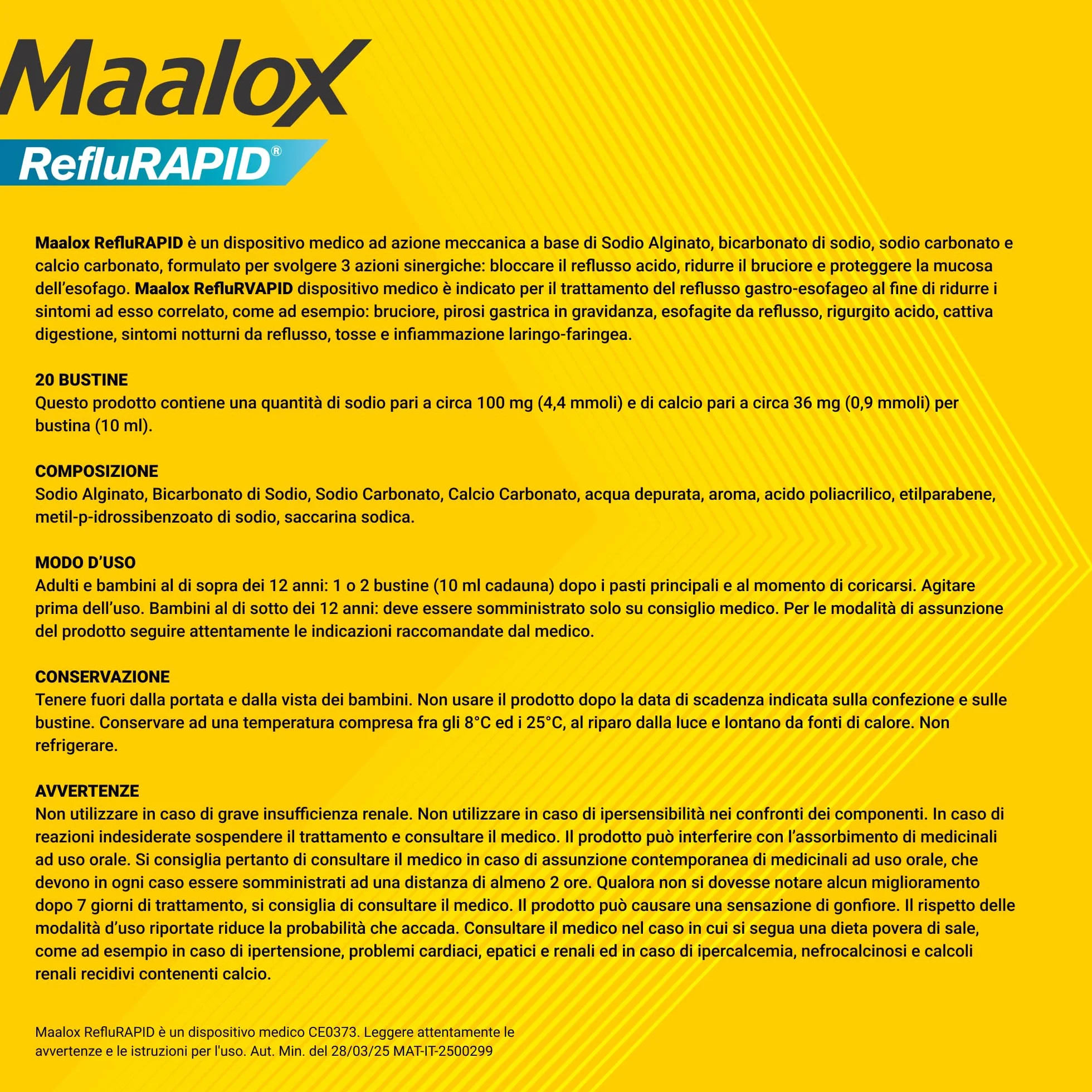 Maalox Reflurapid 20 Bustine Gusto Menta - Blocca Reflusso Gastroesofageo, Riduce Bruciore e Acidità di Stomaco, Senza Glutine, Senza Lattosio