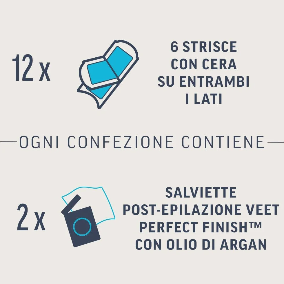 Veet Expert Strisce Depilatorie Viso Pelli Sensibili Olio di Mandorla 36 Strisce + 6 Salviette Post-Epilazione
