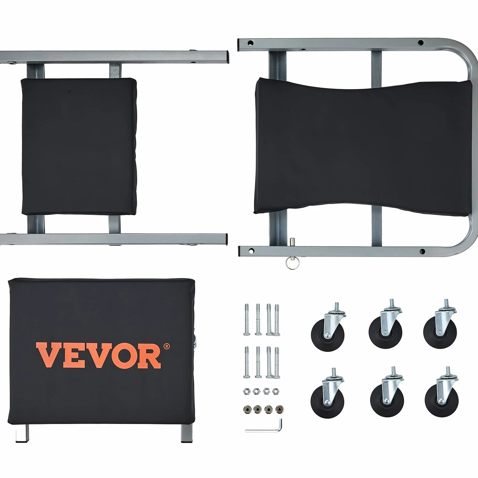 VEVOR Sgabello Carrello Trasformabile 6 Ruote Girevoli Capacità Carico 136kg Pieghevole a Forma di Z