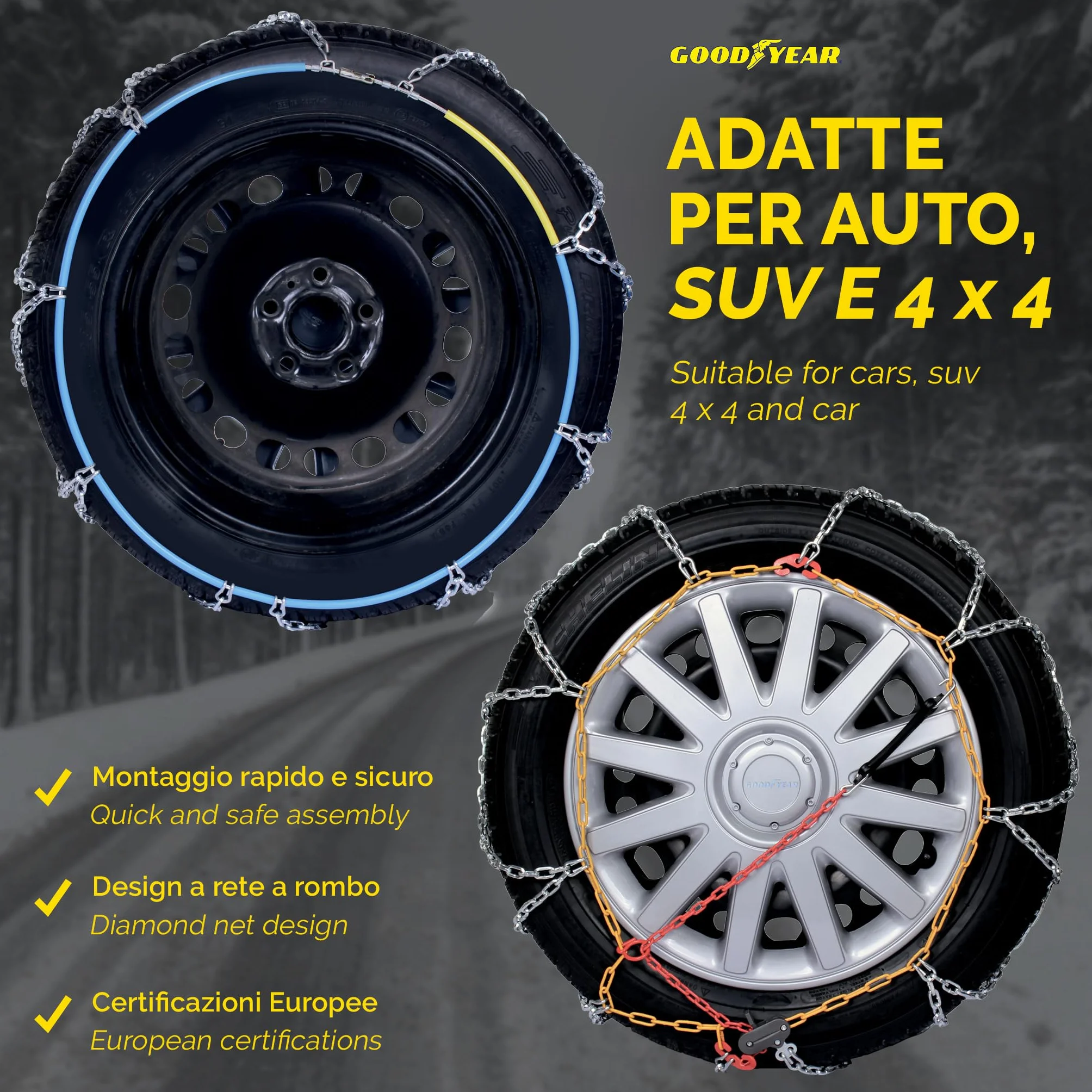 Goodyear Catene neve 12 mm 225 SUV furgoni camper 4x4