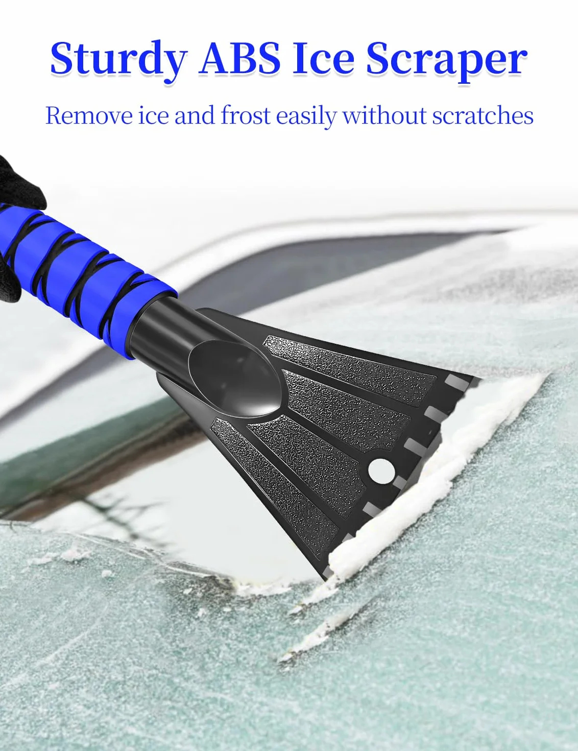 HEEYA Raschietto per Auto 32,6 cm, Spazzola da Neve e Raschietto per Ghiaccio Estensibile per Parabrezza, SUV, Camion, Blu