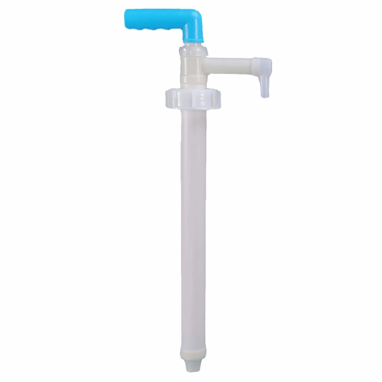 tooloflife Pompa a tamburo da 10 a 25 litri, pompa di trasferimento per olio, liquidi, blu e bianco, pompa manuale per estrazione olio