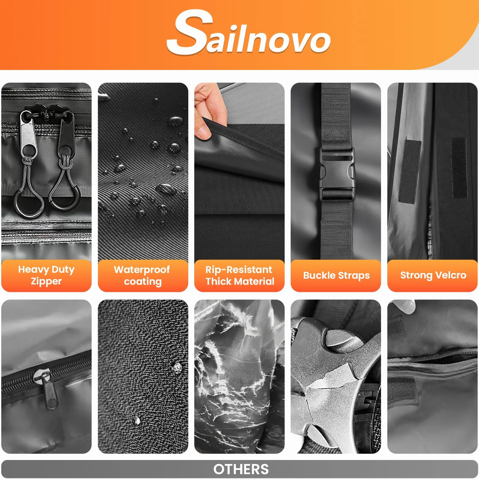 Sailnovo Box Tetto Auto, 580L/20 piedi cubi Baule Auto Tetto Impermeabile Per Con O Senza porta pacchi - incluso 6 ganci di sicurezza e custodia
