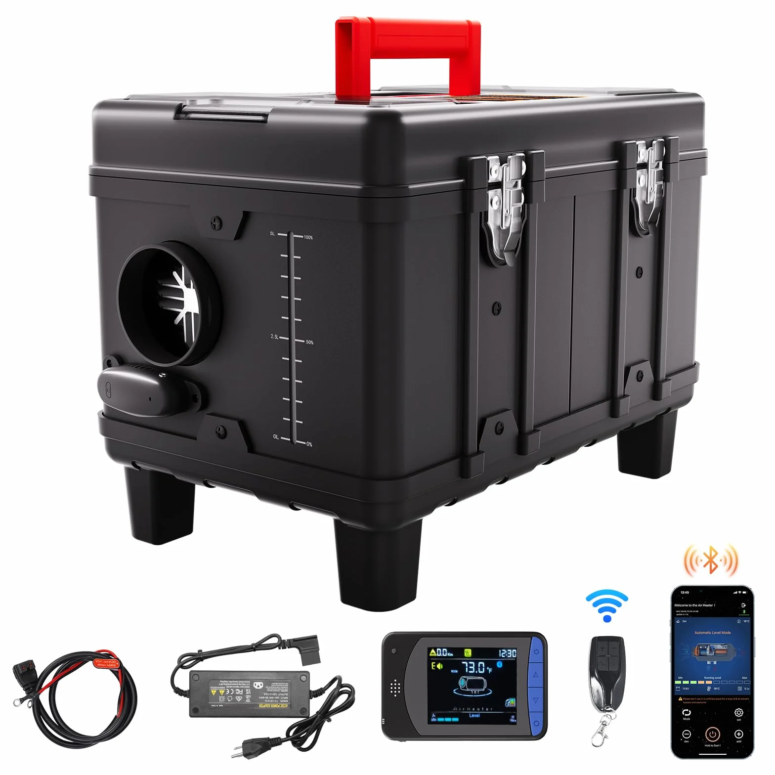 VEVOR Riscaldatore d'Aria Diesel 8 KW 12V 24V Bluetooth Telecomando Schermo Allarme CO Portatile
