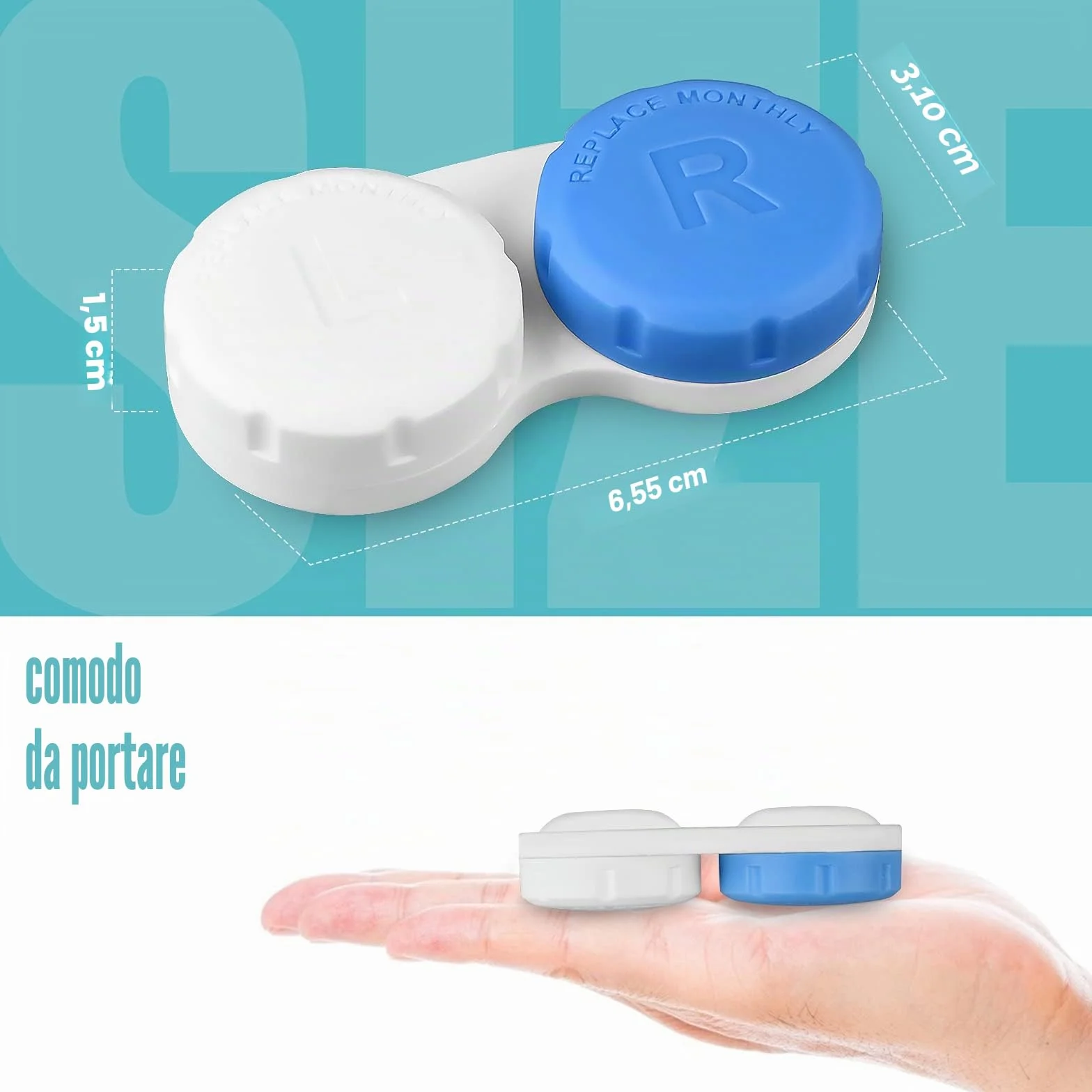 Lasiyanor 12 custodie colorate per lenti a contatto, kit immersione a prova di perdite con tappo a vite