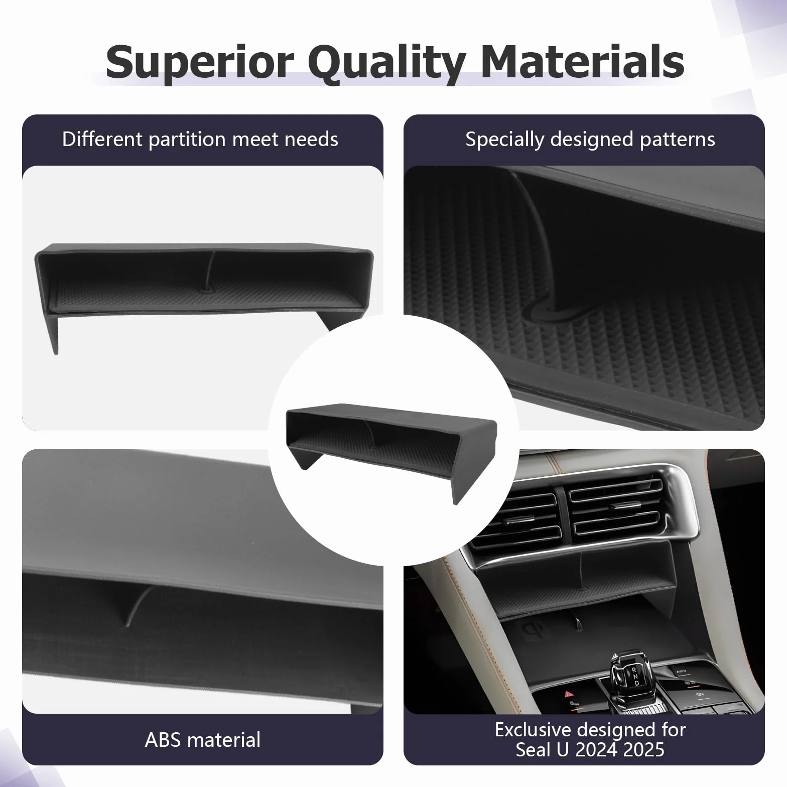 LUWU Compatibile con BYD Seal U EV/Seal U DM-i Hybrid 2023 2024 2025 Vassoio portaoggetti per Console Centrale Seal U Interno Console Centrale Scatola di Conservazione Organizer per Console Centrale