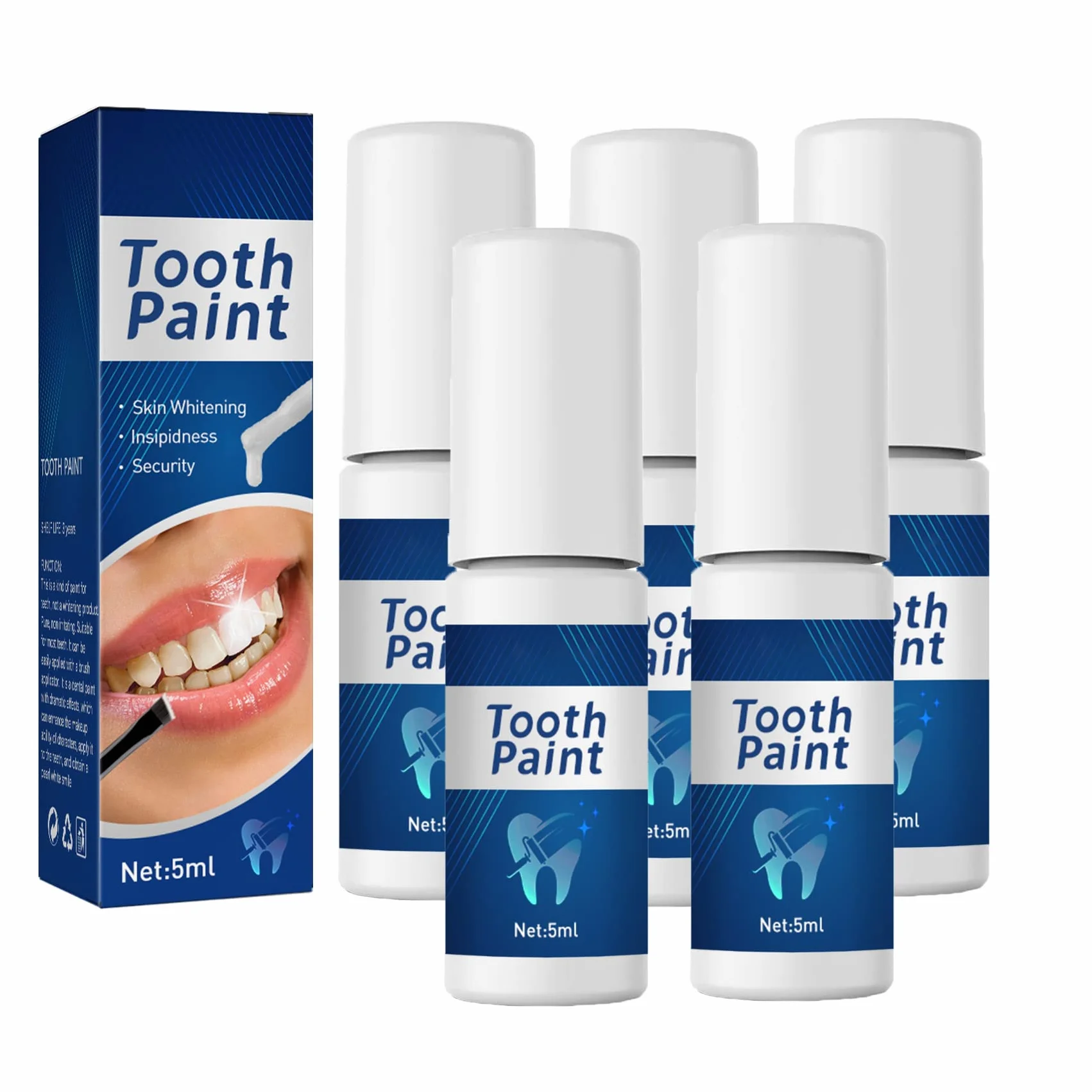 Teeth Whitening Paint, Teeth Stain Remover, Instant Whitening Gel (5Pcs)