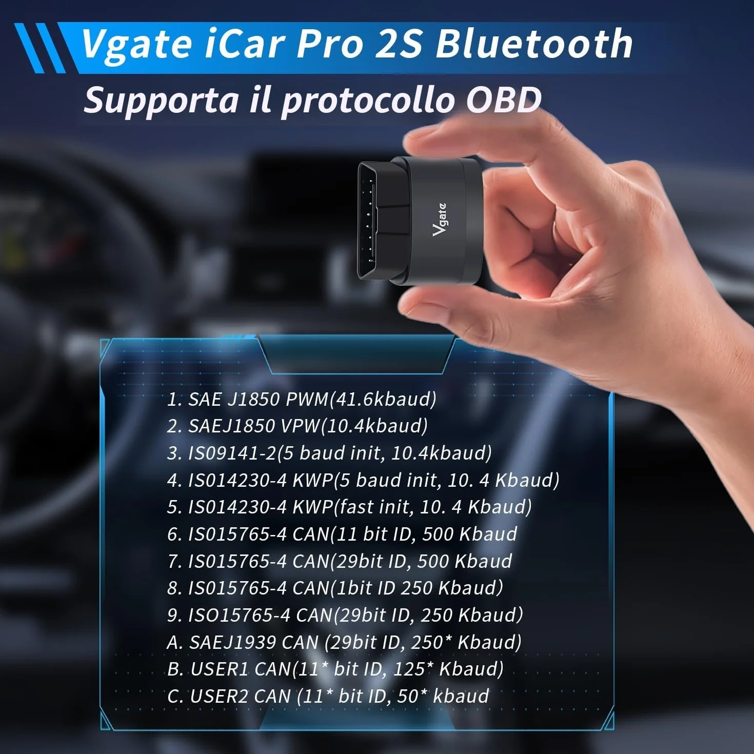 Vgate iCar Pro 2S Bluetooth OBD2 Strumento Diagnostico per iOS Android Windows Scanner Auto Veicoli Elettrici Ibridi