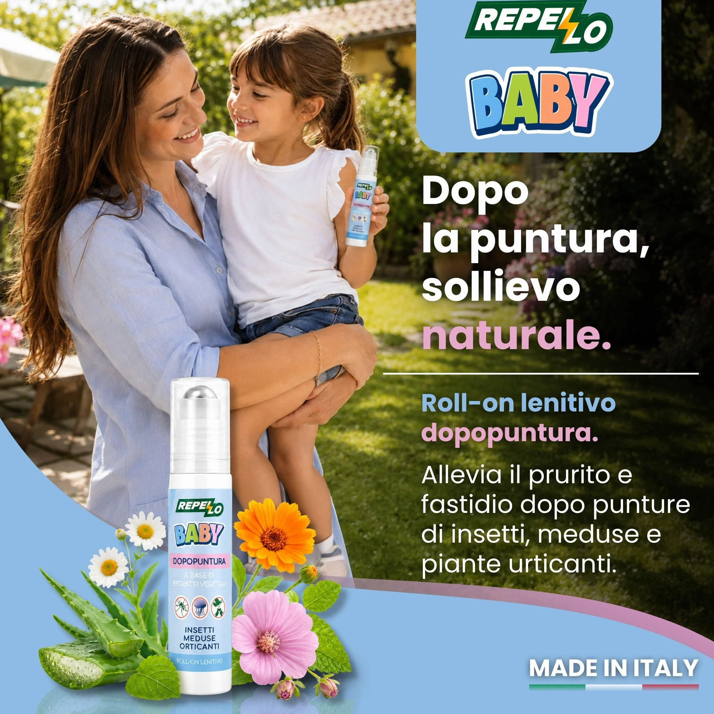 Albagarden Dopopuntura Naturale Baby Roll-On 20ml Gel Lenitivo Antiprurito per Bambini da 6 Mesi
