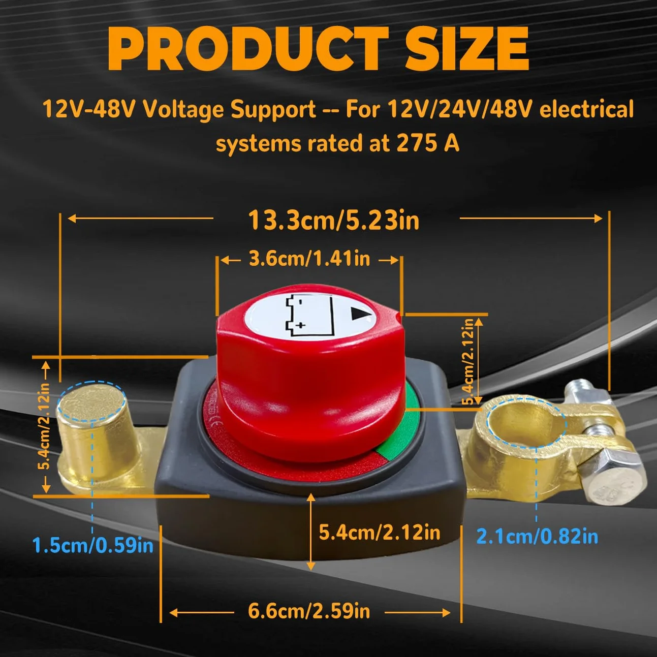 Stacca Batteria 12V, RosyFate Interruttore Stacca Batteria, Regolabile Interruttore di Separazione Batteria, Interruttore per Batteria Auto 12v-48v, Staccabatteria Impermeabile per Auto Moto Barca