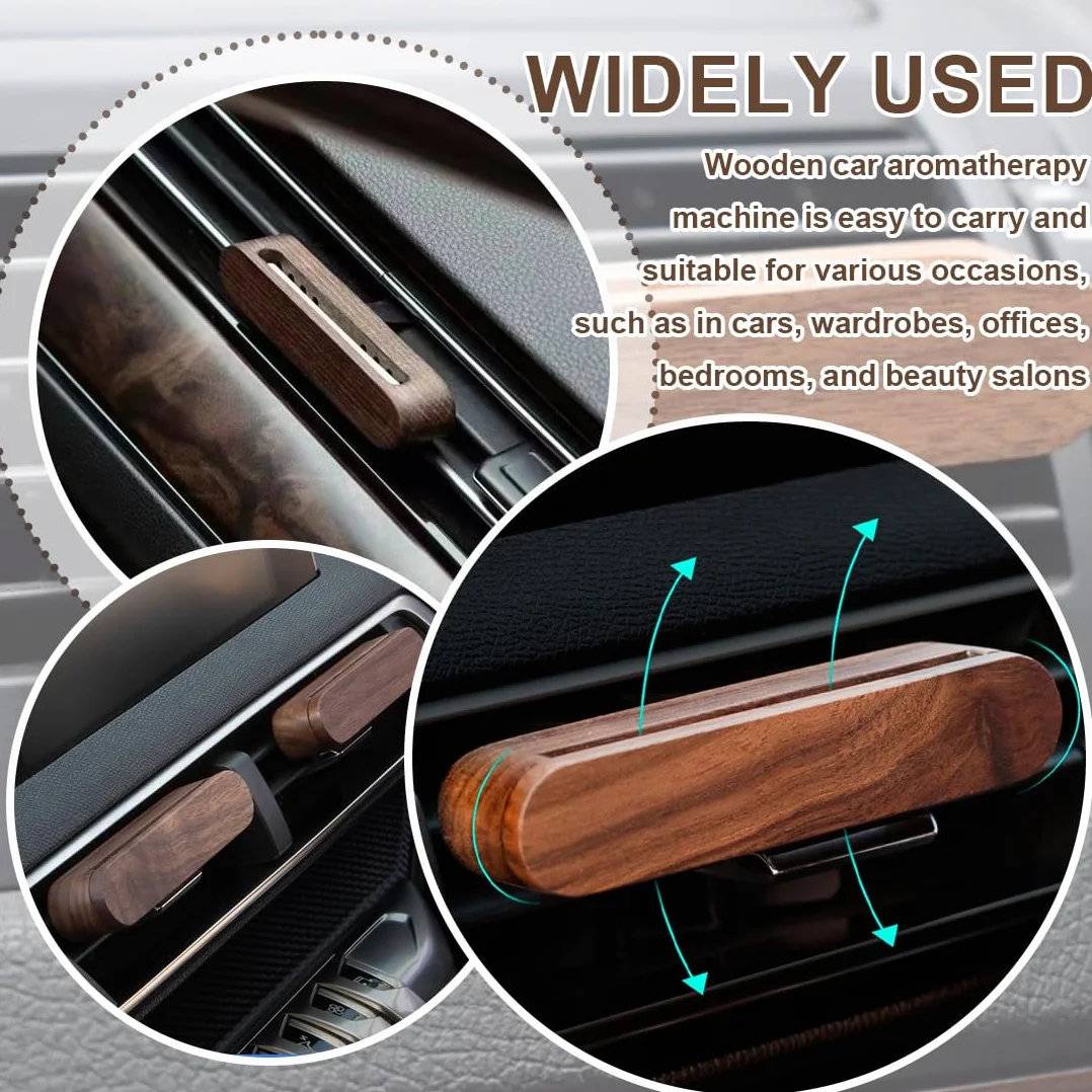 YAYNO 2 pezzi Diffusor für Ätherische Öle aus Holz mit 20 Nachfüllaufsätzen für Auto