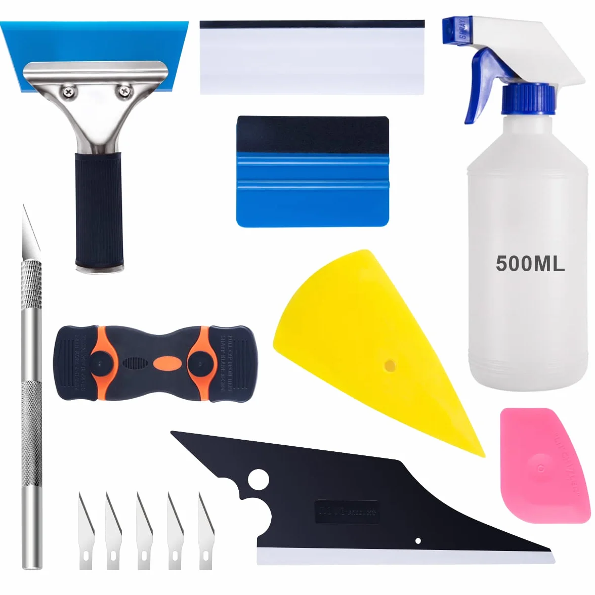 Luxiv Car Window Tint Application Tools Kit, 9 PCS Vehicle Glass Protective Film Installing Tool Car Window Film Squeegee Automotive Film Scrapers Window Tint Tools