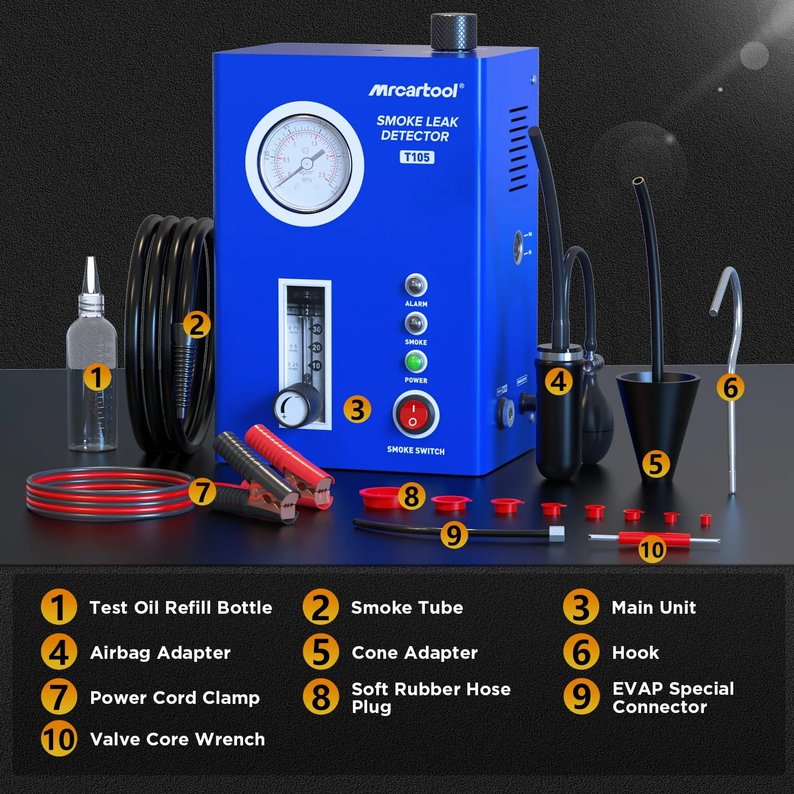 Rilevatore di Perdite Carburante Auto 12V Pompa Aria Incorporata Fumo Indicatore Pressione Misuratore Flusso