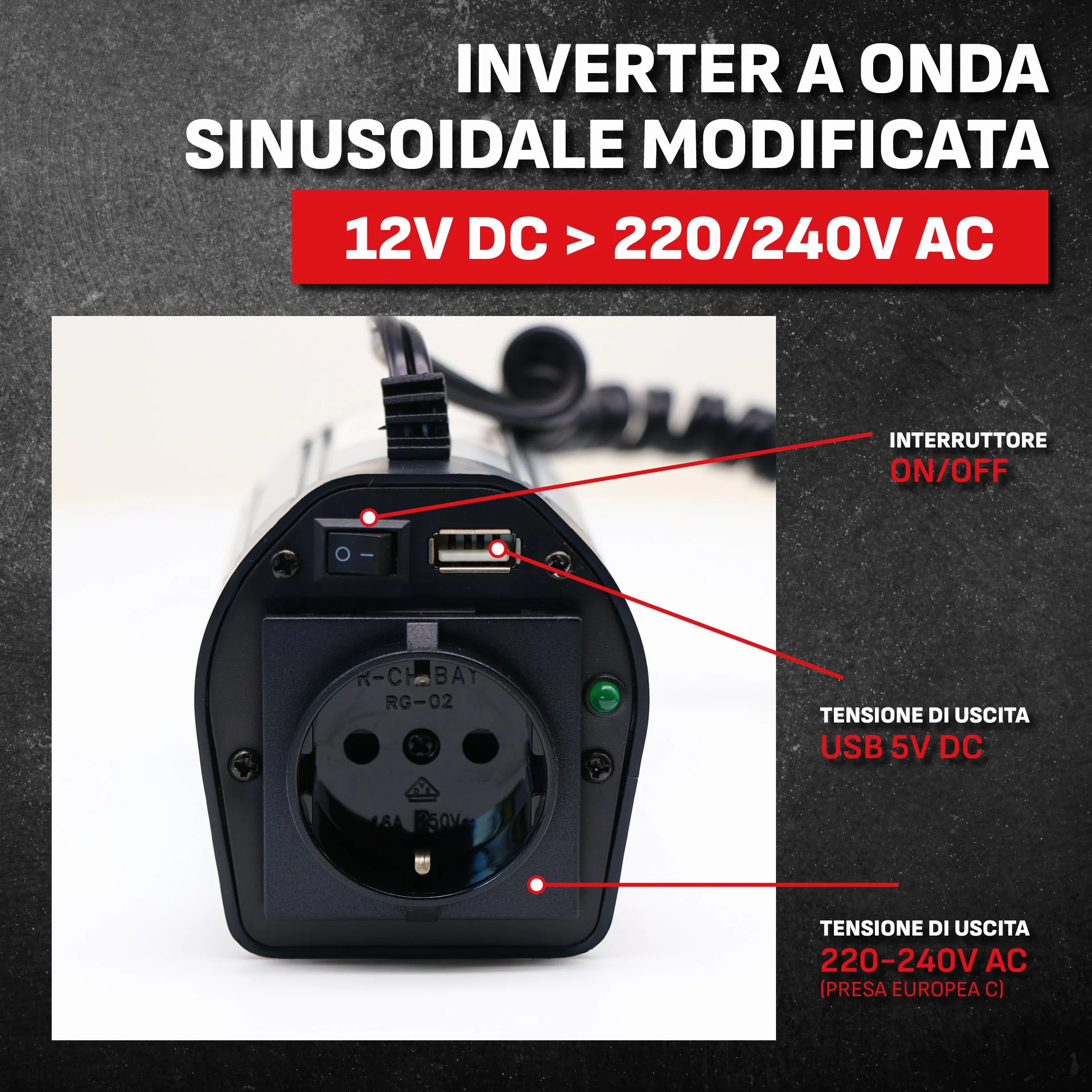 Schumacher Electric INV150 Inverter 12V 220V 300W con USB e Presa Accendisigari
