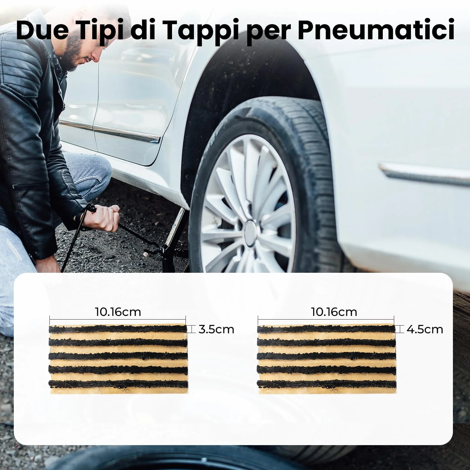 ETENWOLF Kit Riparazione Gomme Forati con Tappi 16 Pz, Professionale per Auto, Moto, ATV, Camion, Trattore