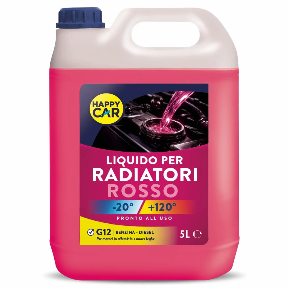 Liquido Radiatore Rosso -20°C/+121°C Pronto all’Uso - Refrigerante Auto e Moto per Motori in Lega di Alluminio con Antigelo e Antiebollizione - Protezione Anticorrosione (5L)